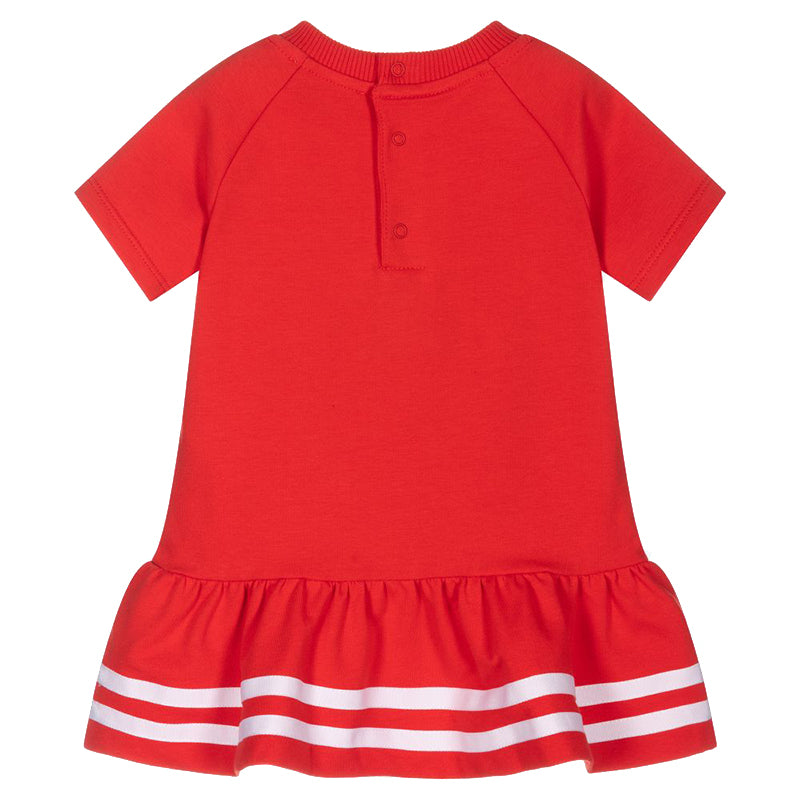 Girls Red Teddy Bear Logo Dress