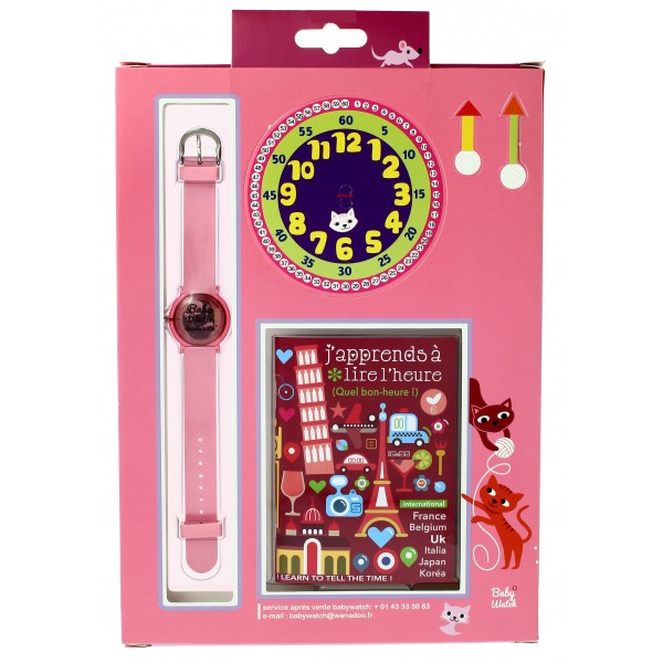 Girls Light Pink Cats Watch(6-9Y)