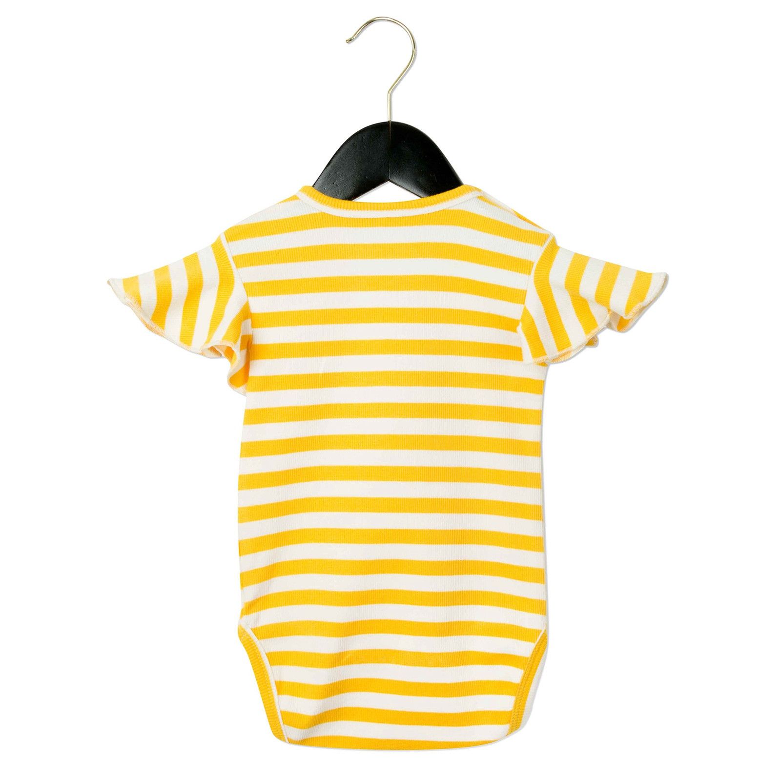 Baby White&Yellow Striped Cotton Bodysuit With Frill Sleeve - CÉMAROSE | Children's Fashion Store - 2