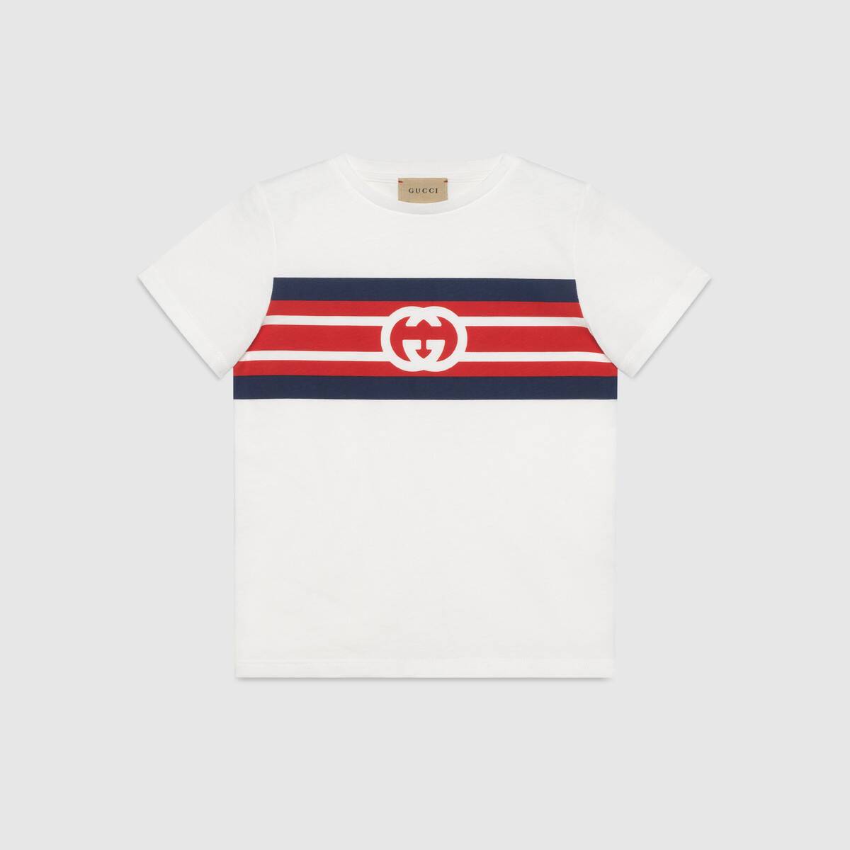 Boys & Girls White Stripe Cotton T-Shirt