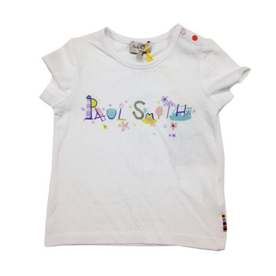 Baby Girls White Logo Printed Cotton T-Shirt - CÉMAROSE | Children's Fashion Store