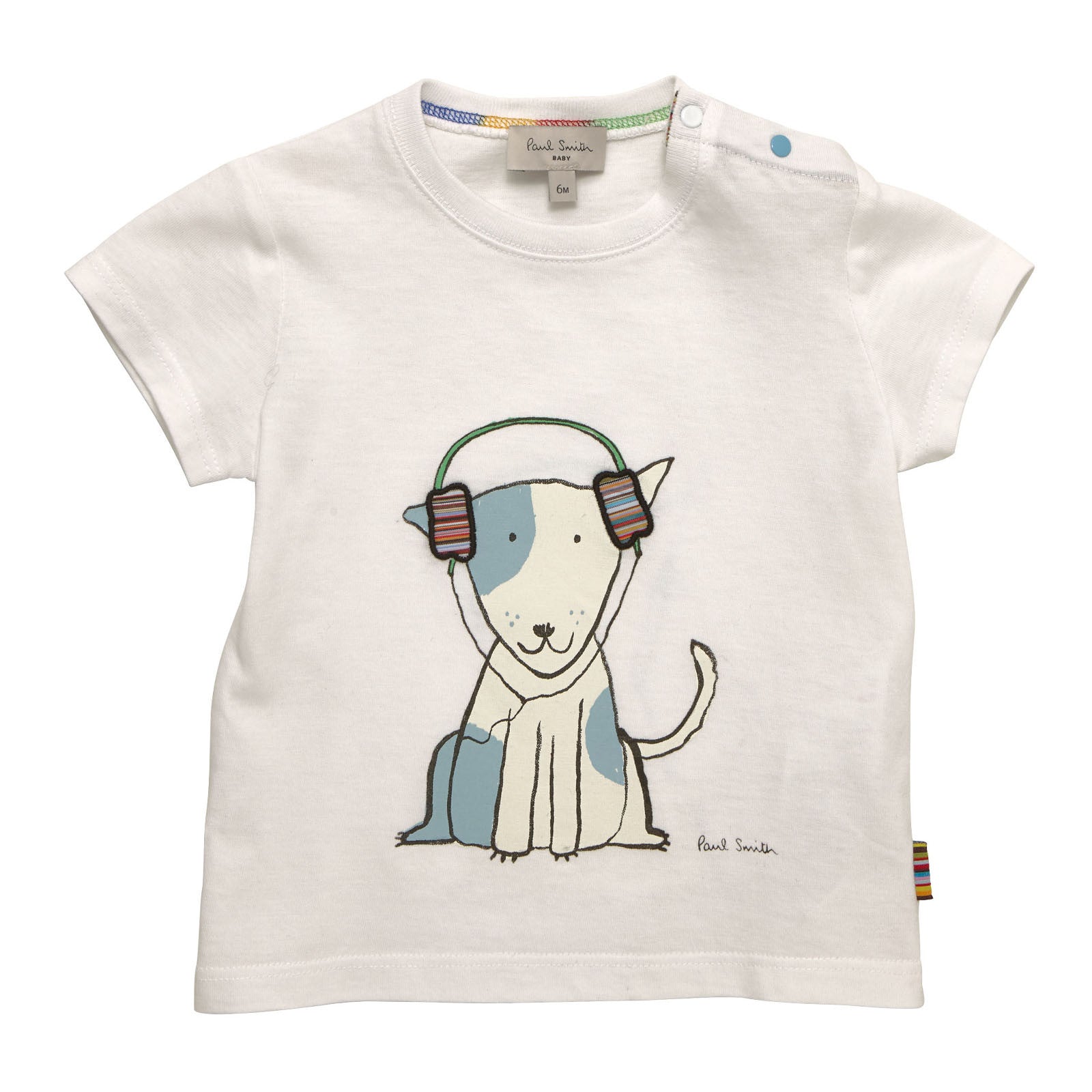 Baby Boys White Fancy Cartoon Printed Cotton T-Shirt - CÉMAROSE | Children's Fashion Store - 1