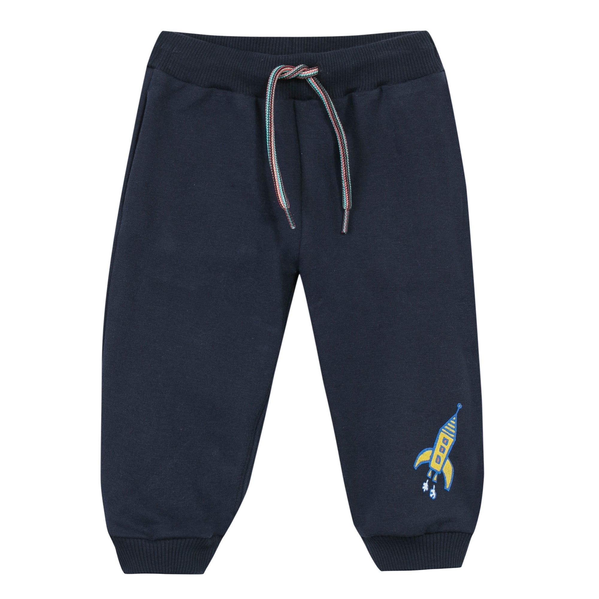 Baby Boys Navy Blue Ribbed Cuffs Cotton Trouser - CÉMAROSE | Children's Fashion Store
