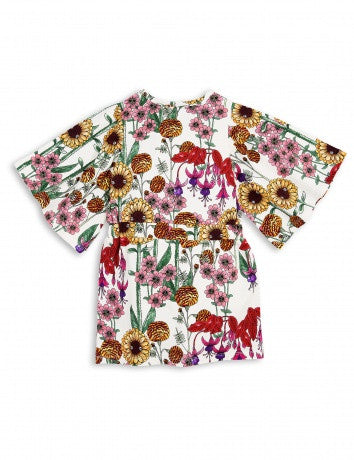 Girls White Garden Printed Kimono Dress