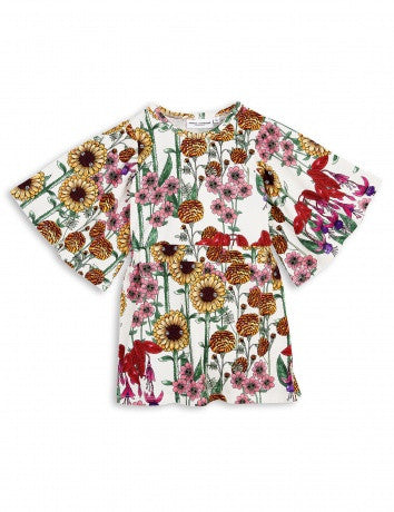 Girls White Garden Printed Kimono Dress