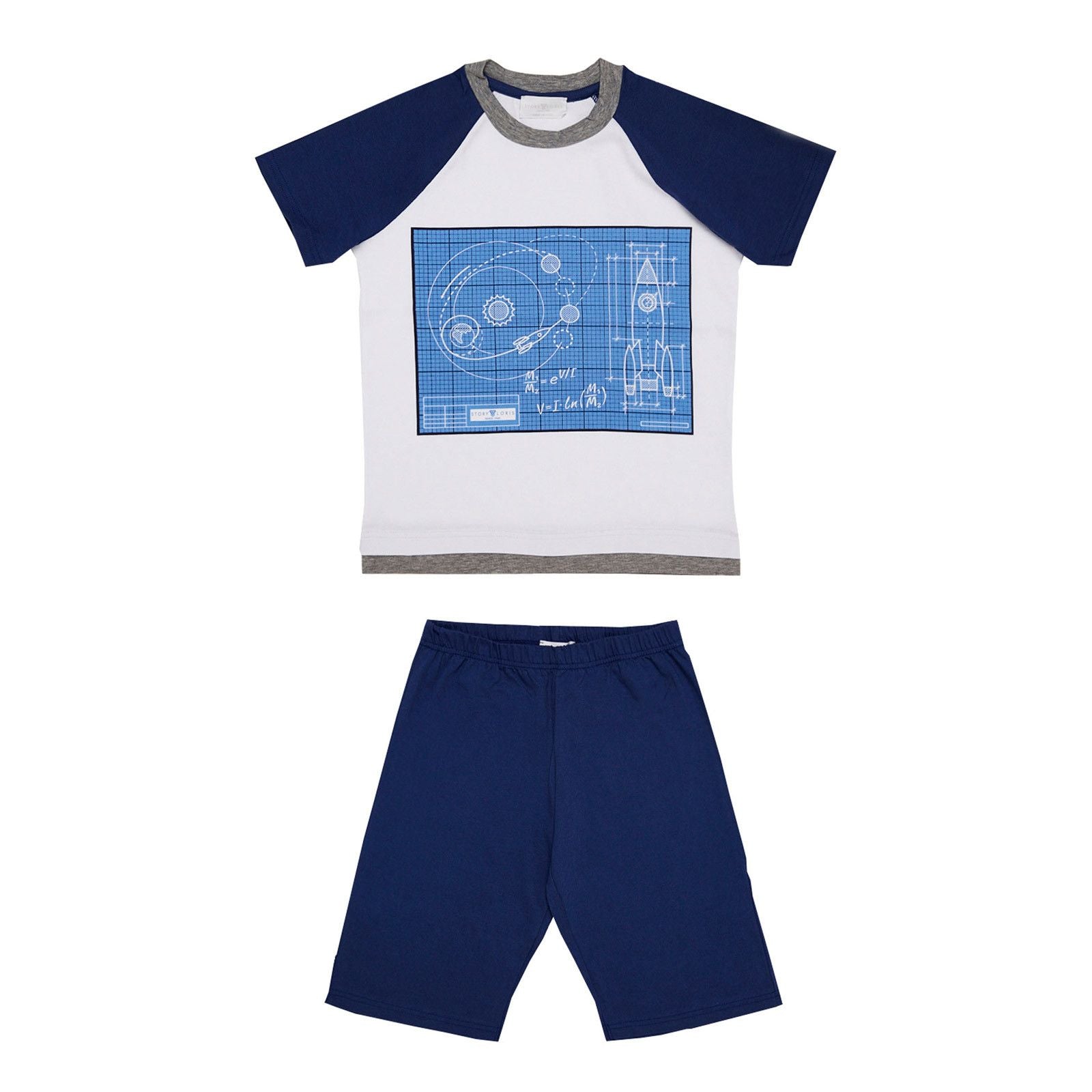 Boys White Top&Navy Blue Bottom Pyjama - CÉMAROSE | Children's Fashion Store
