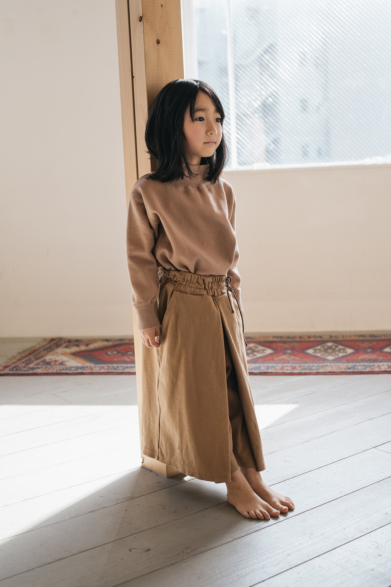 Girls Camel Turtleneck Sweater