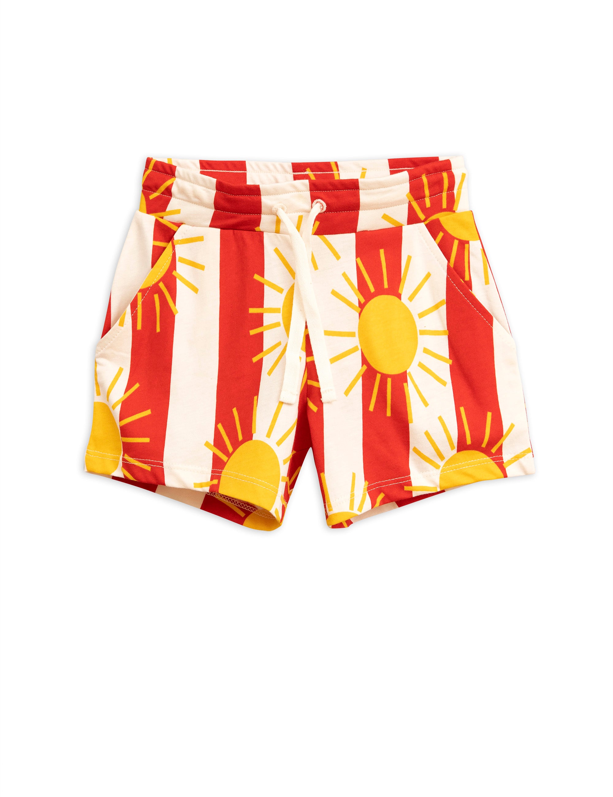 Boys & Girls Red Sun Striped Cotton Shorts