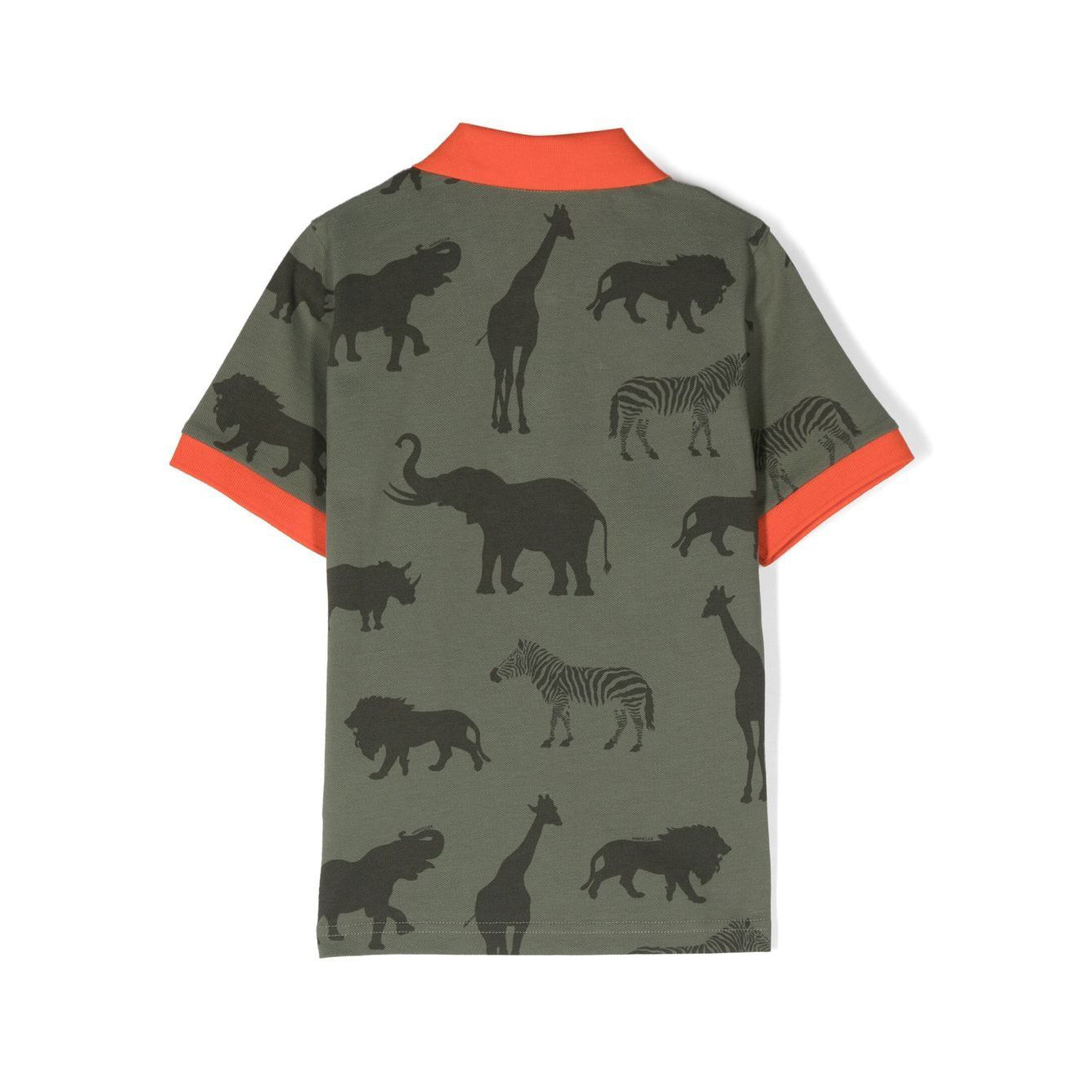 Boys Green Printed Polo Shirt