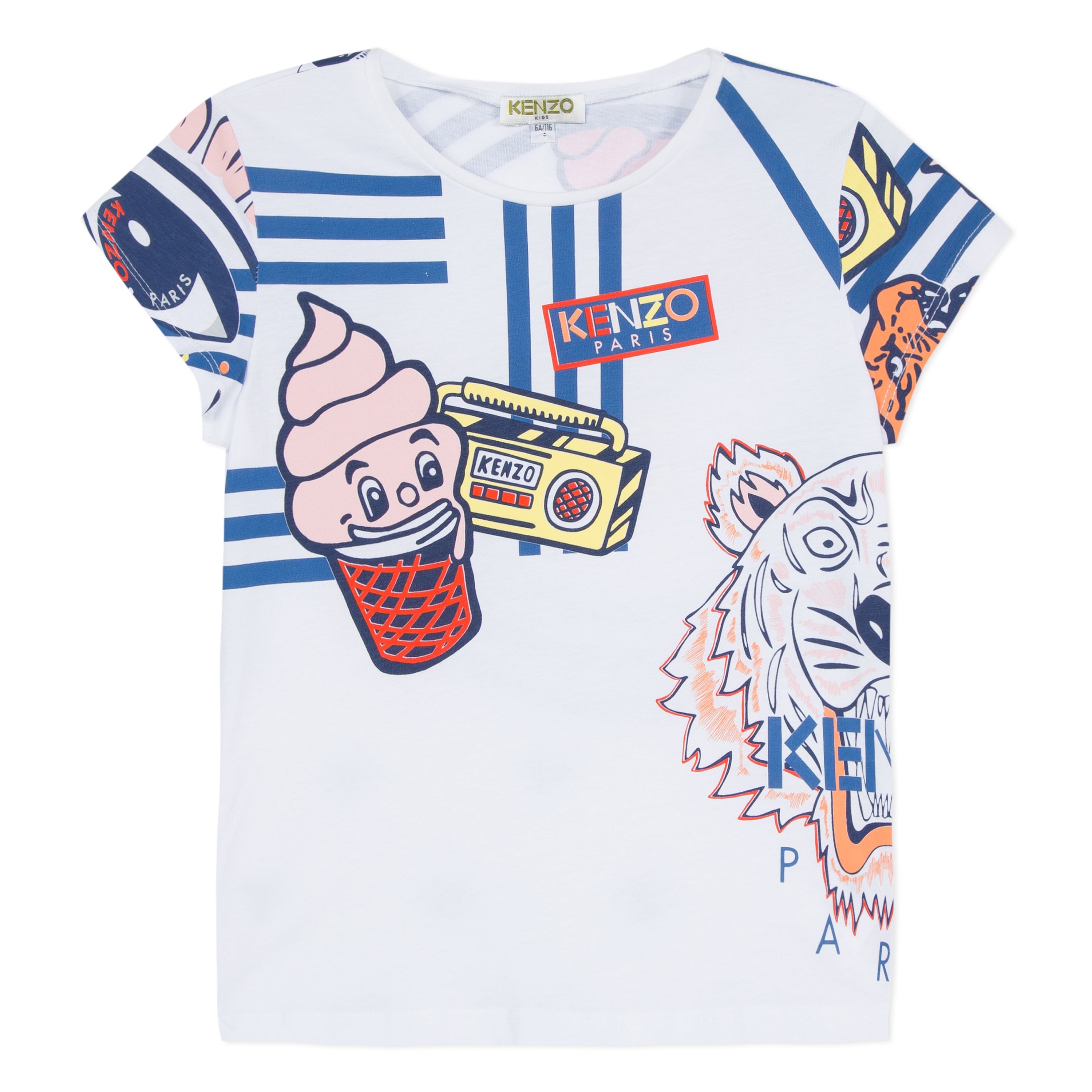 Girls Optic White Cotton T-shirt
