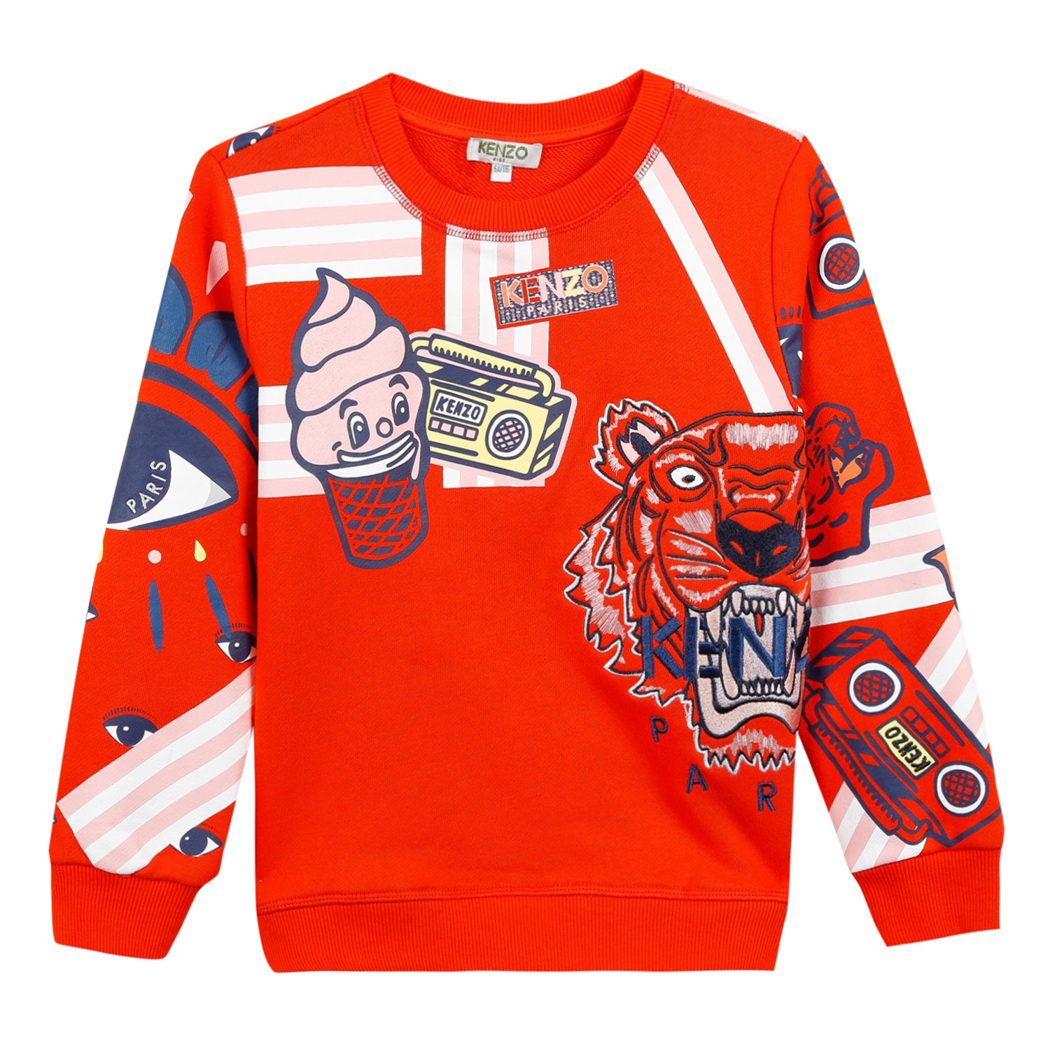 Girls Vivid Orange Cotton Sweartshirt