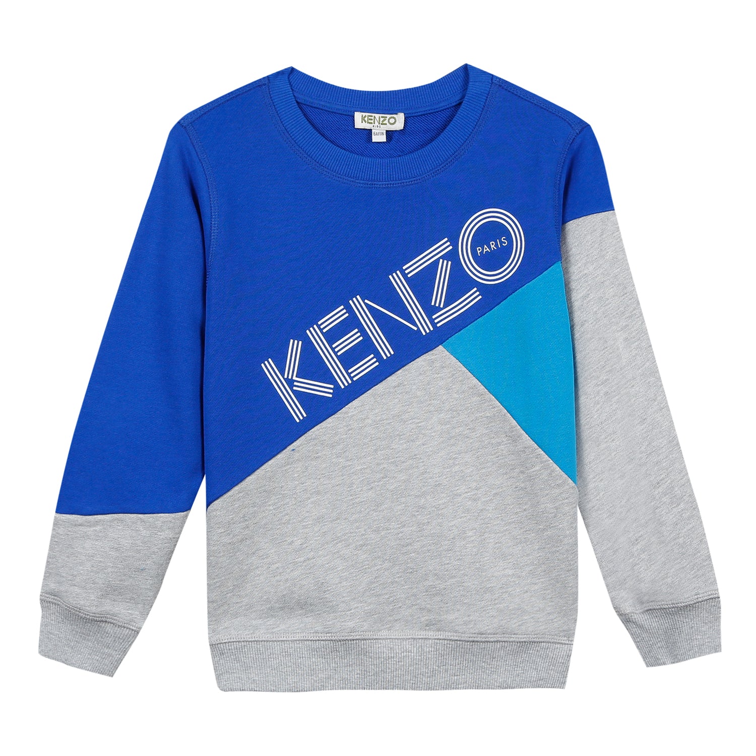 Boys Blue & Grey Logo Cotton Sweatshirt