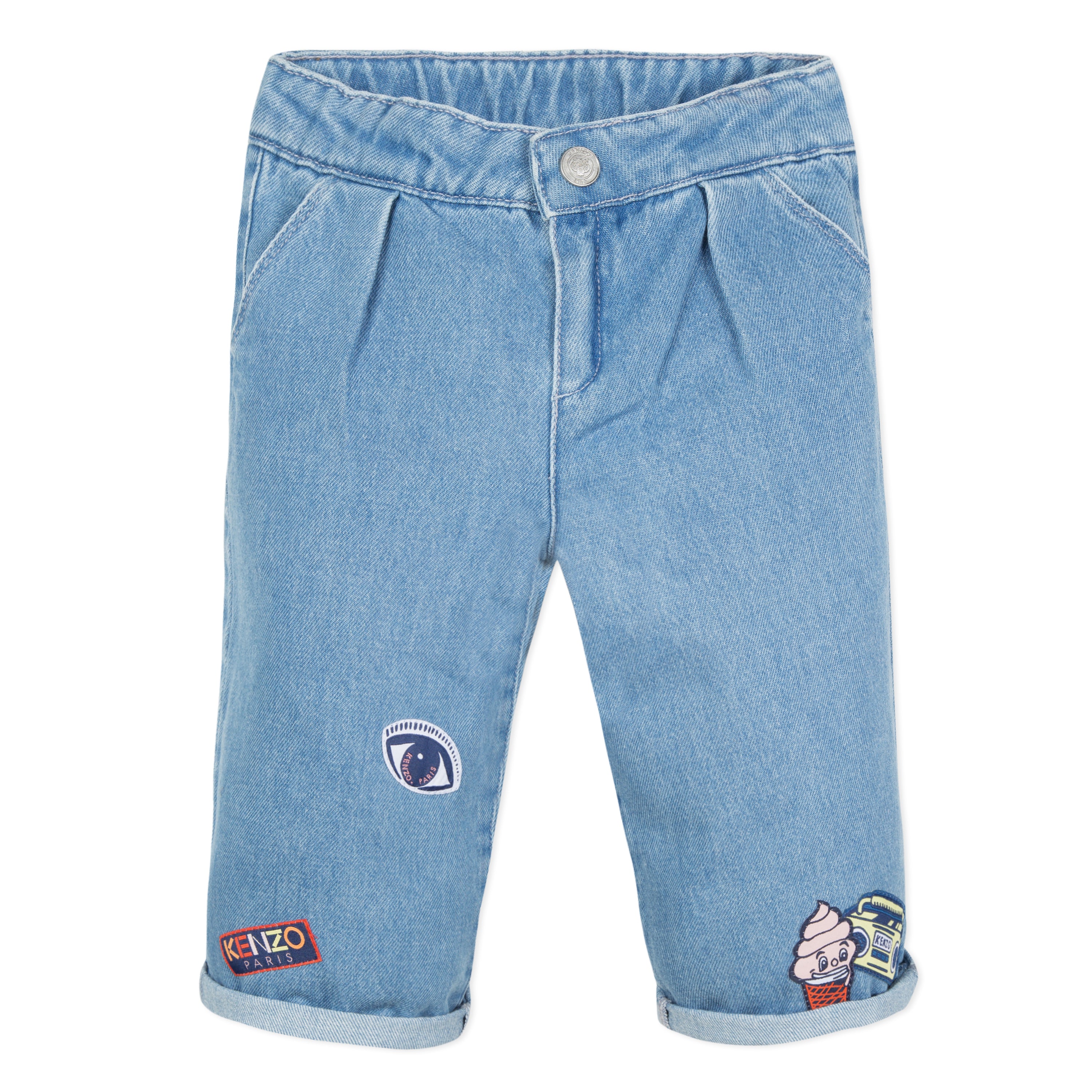 Girls Blue Denim Cotton Trousers