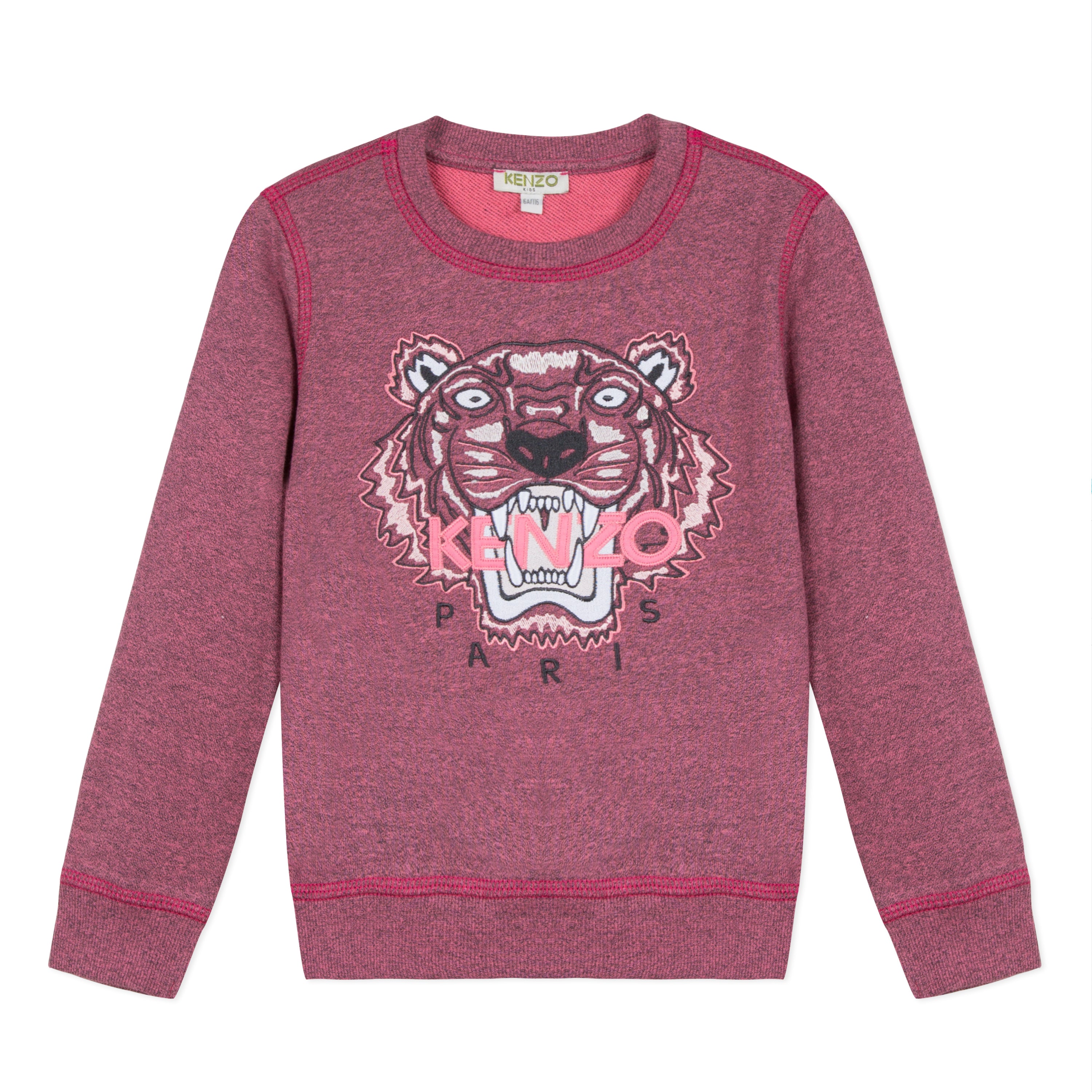 Girls Bright Pink Tiger Cotton Sweatshirt