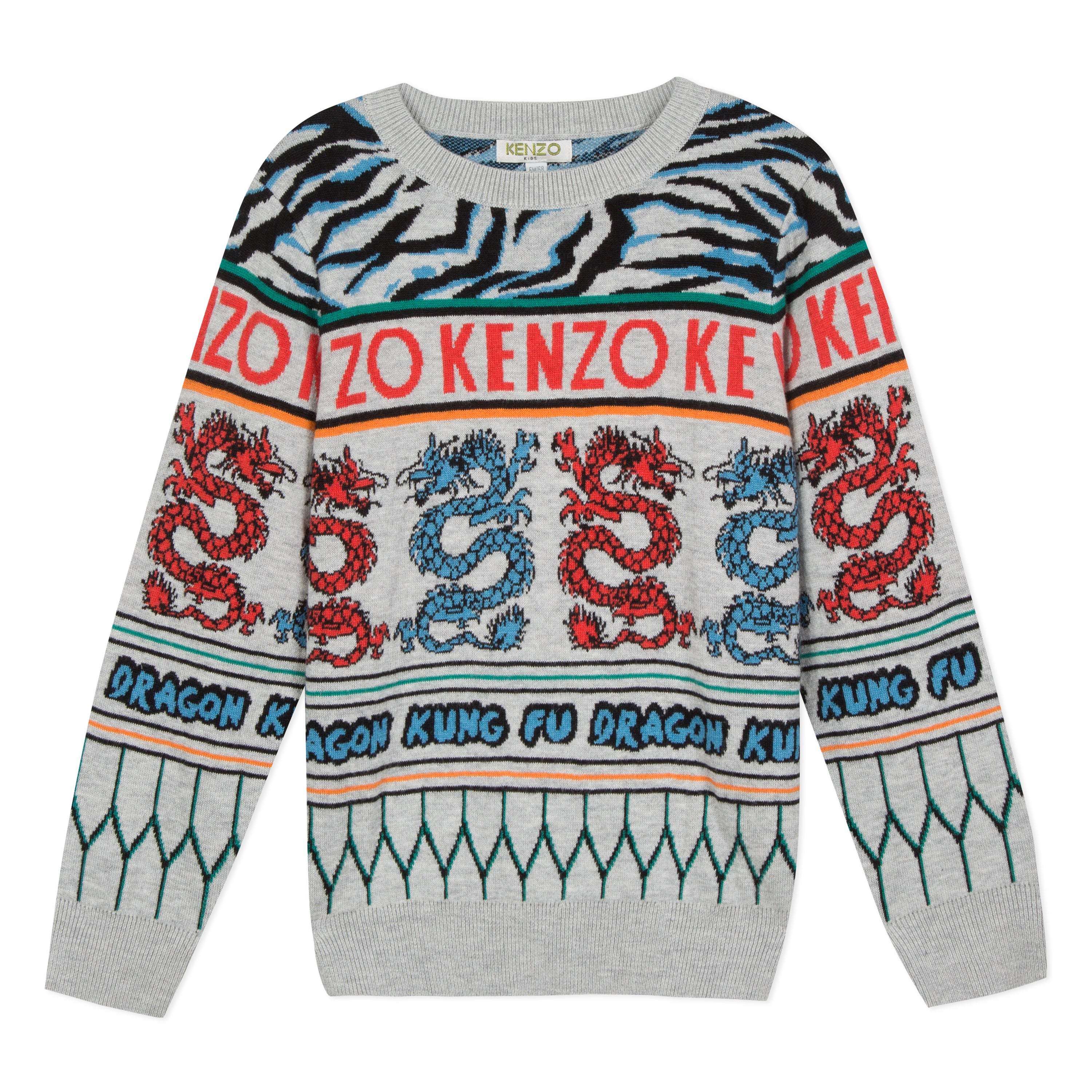 Boys Grey Printing Cotton Sweater