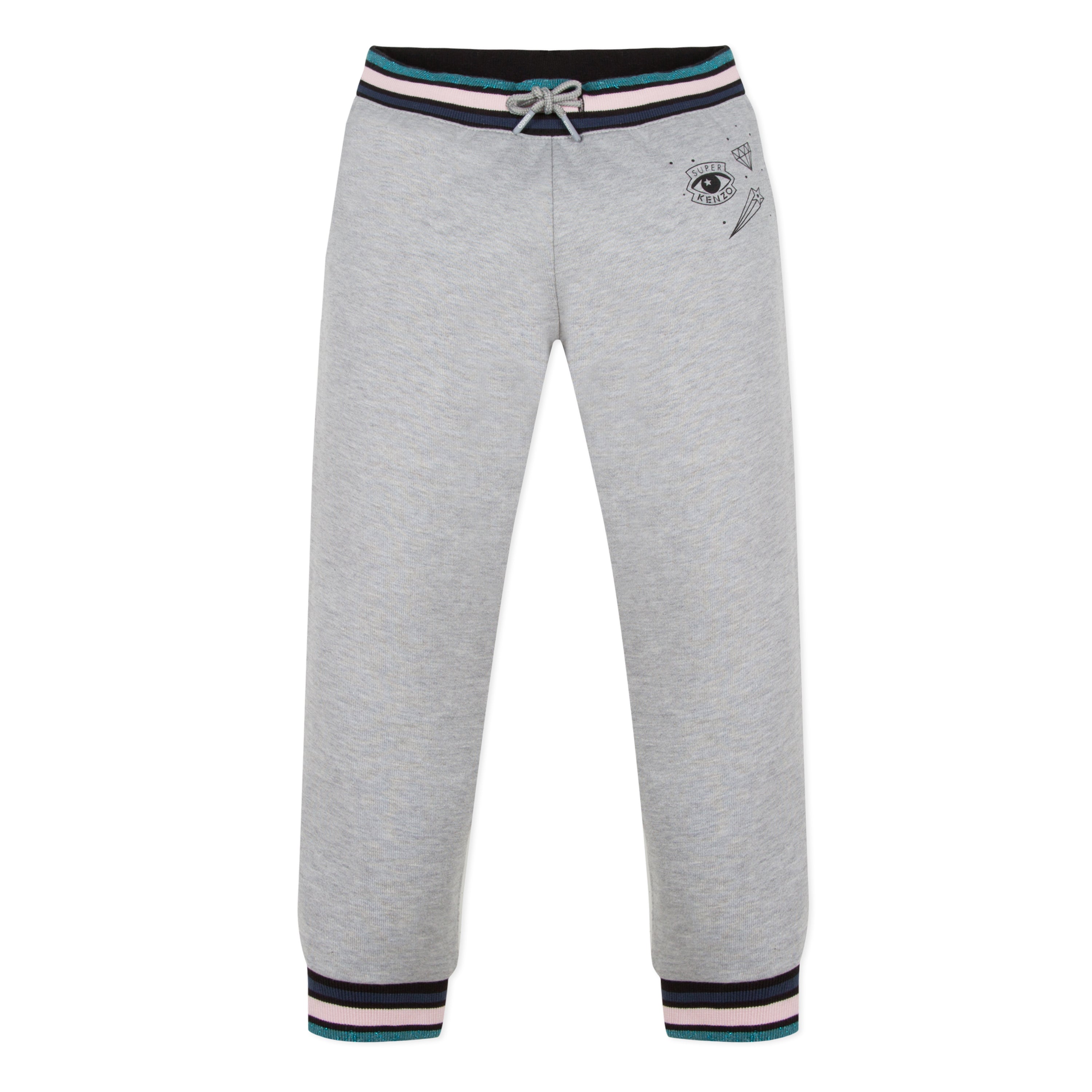 Girls Grey Drawstring Cotton Trousers