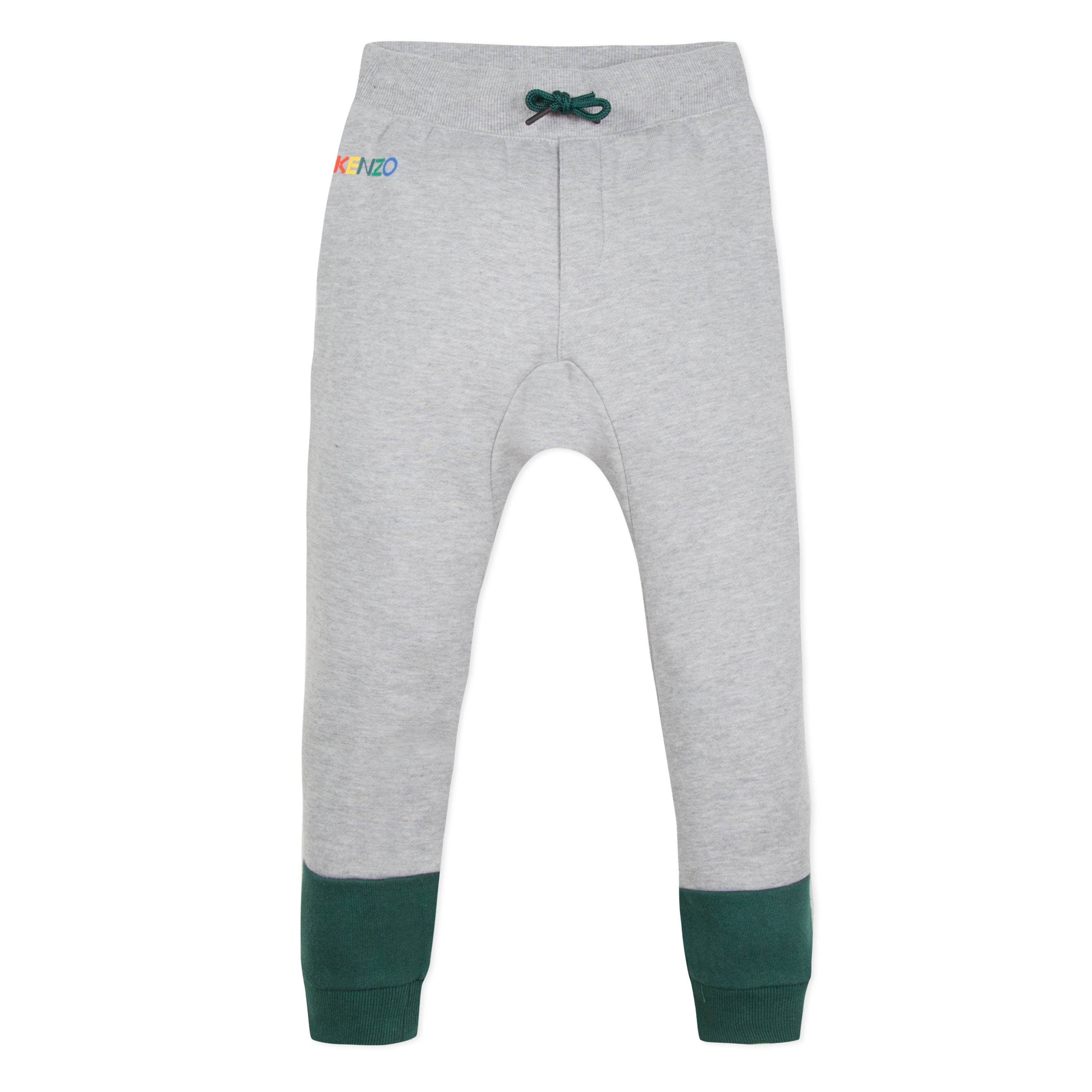 Boys Grey & Green Drawstring Cotton Trousers