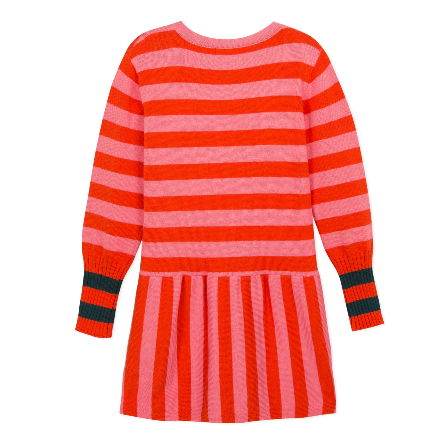 Girls Bright Pink Striped Cotton Dress
