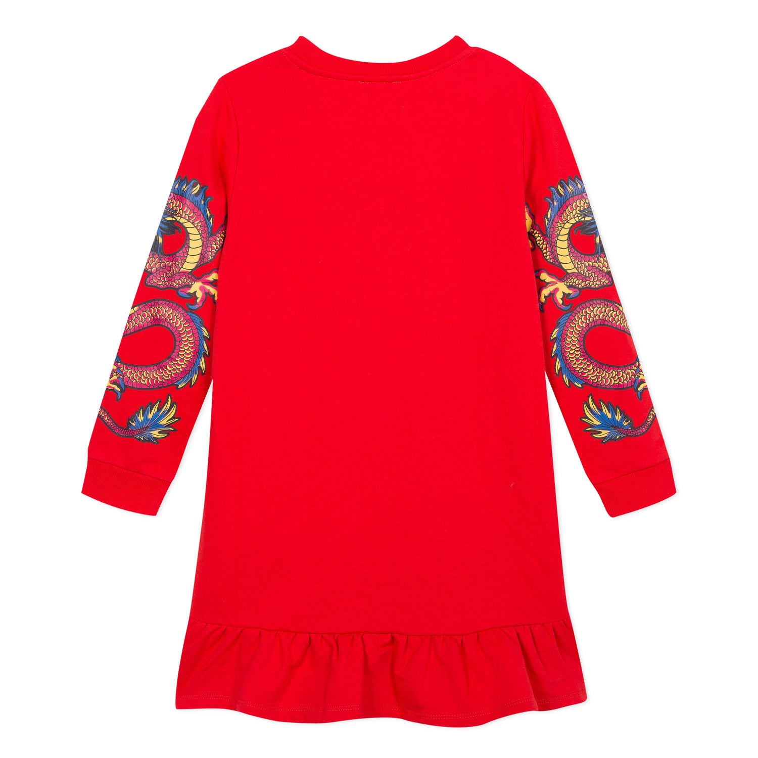 Girls Red Printing Cotton Dress