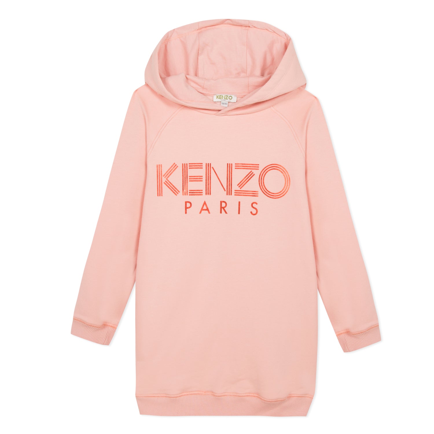Girls Pink Hooded Logo Cotton Dress
