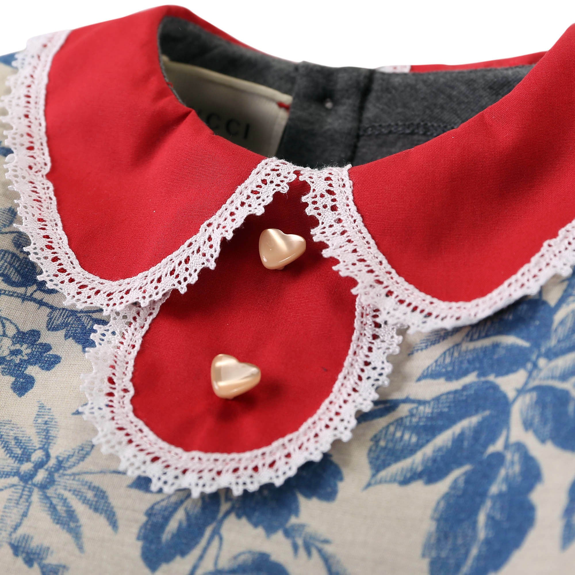 Baby Girls WhiteLace Collarr Sweatshirt With Blue Leaf Print Trims - CÉMAROSE | Children's Fashion Store - 3