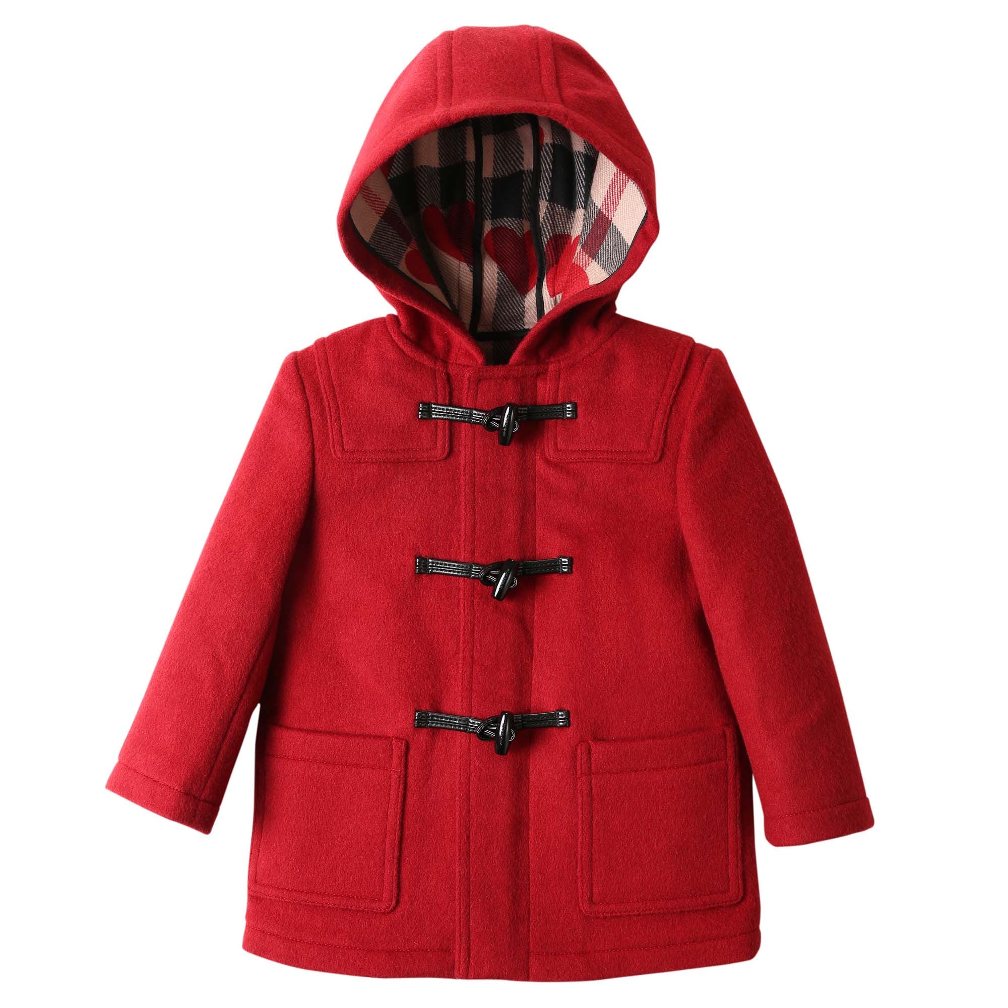 Baby Girls Windsor Red Wool Hooded Duffle Coat