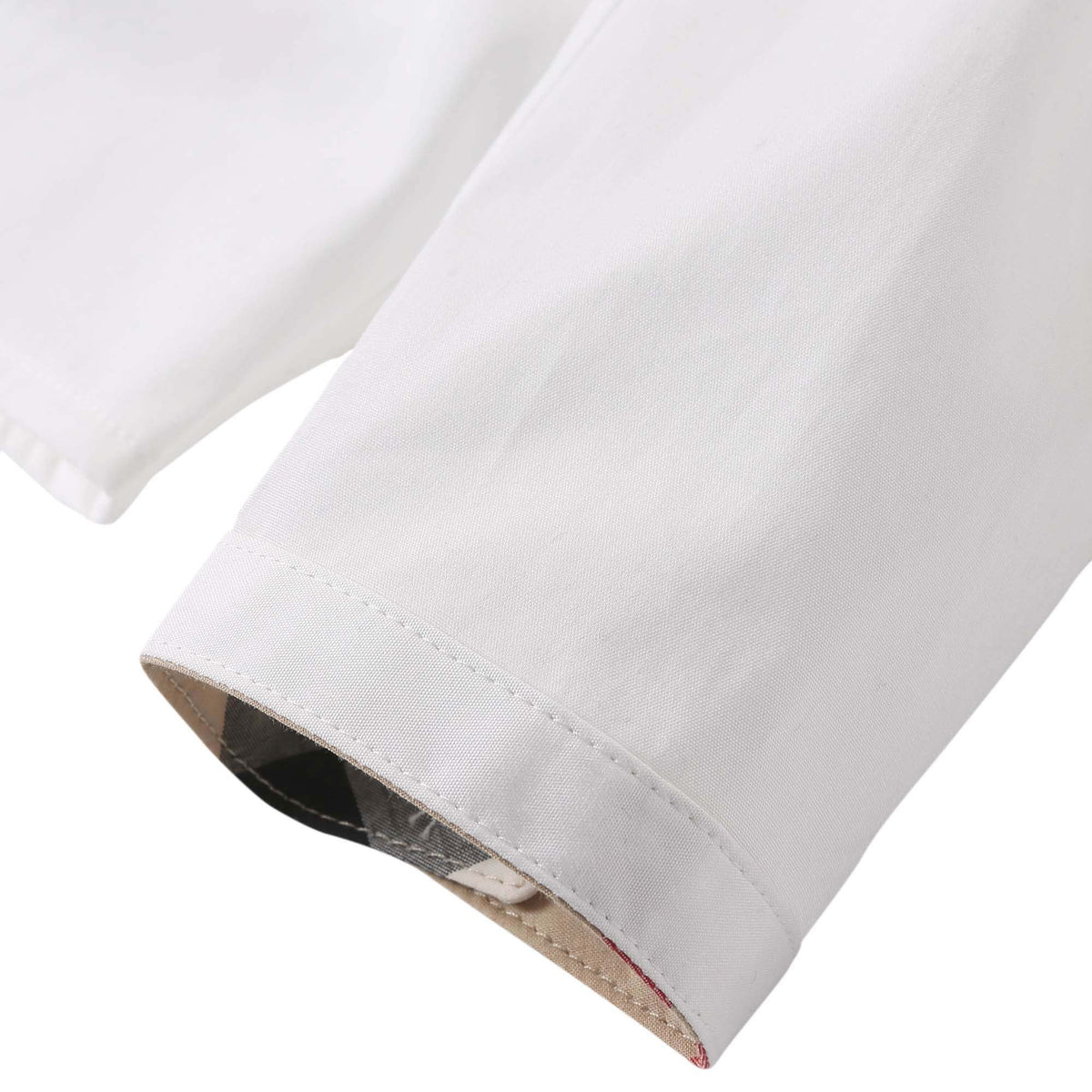 Baby Girls White Cotton Blouse With Check Cuffs - CÉMAROSE | Children's Fashion Store - 6