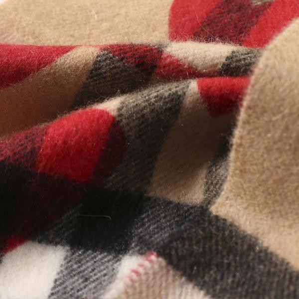 Girls Parade Red New Classic Check & Hearts Cashmere Scarf