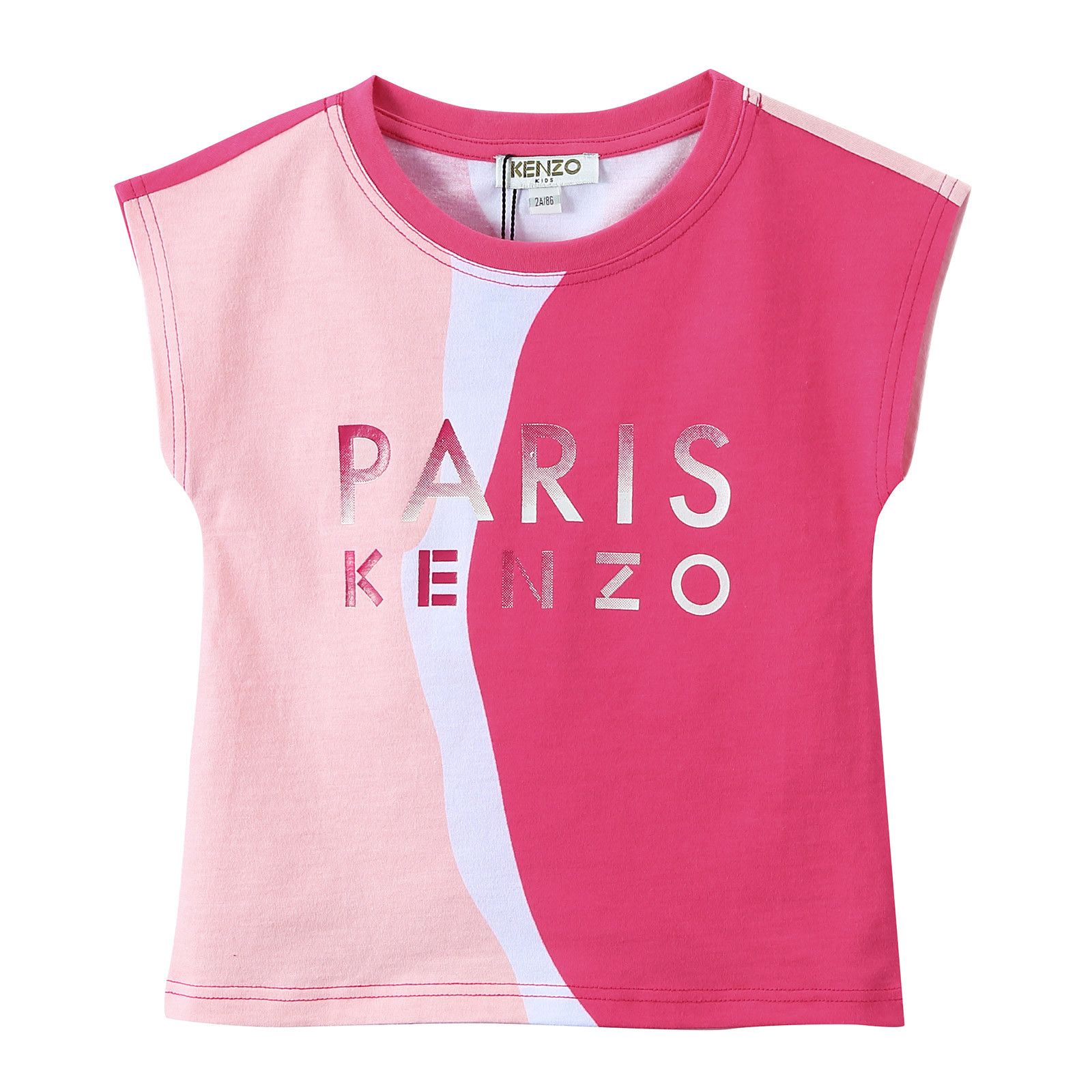 Girls Pink&Red color Cotton T-Shirt With Brand Name Prin - CÉMAROSE | Children's Fashion Store - 1