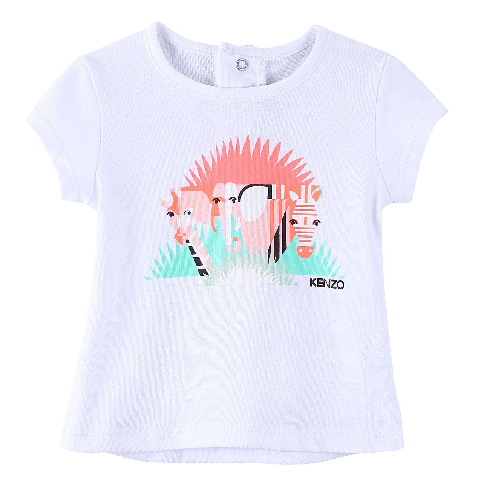 Baby Girls White Cotton Animal Printed T-Shirt - CÉMAROSE | Children's Fashion Store - 1