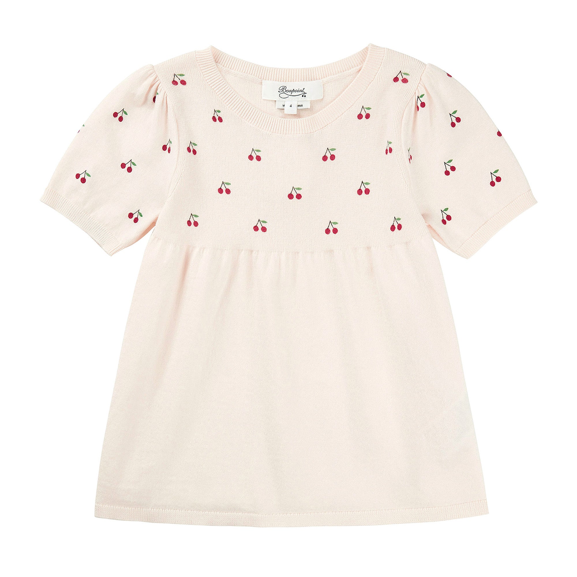 女童粉色樱桃刺绣毛衣