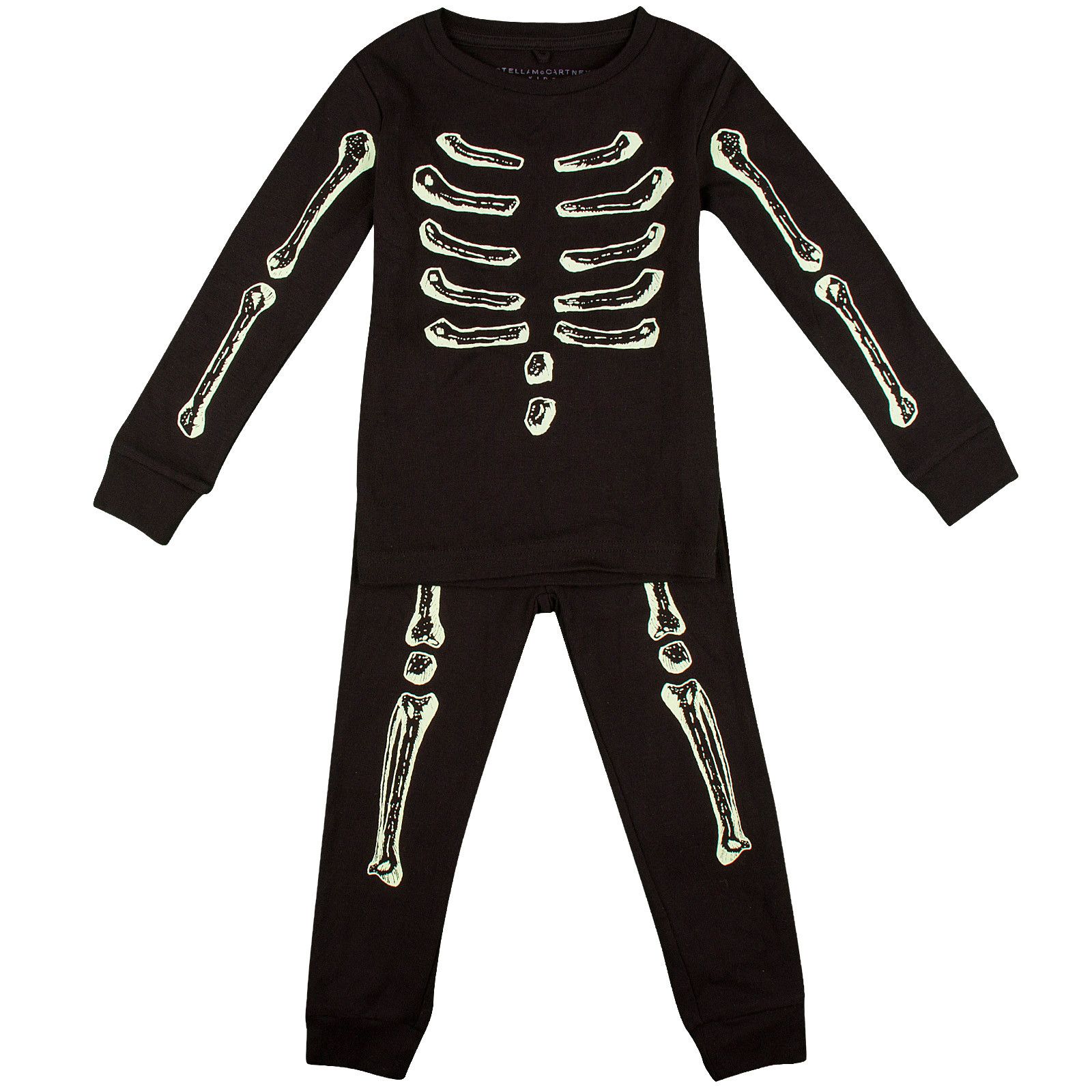 Louie Boys Black Glow-in-the Dark Skeleton Printed Cotton Pyjama - CÉMAROSE | Children's Fashion Store - 1