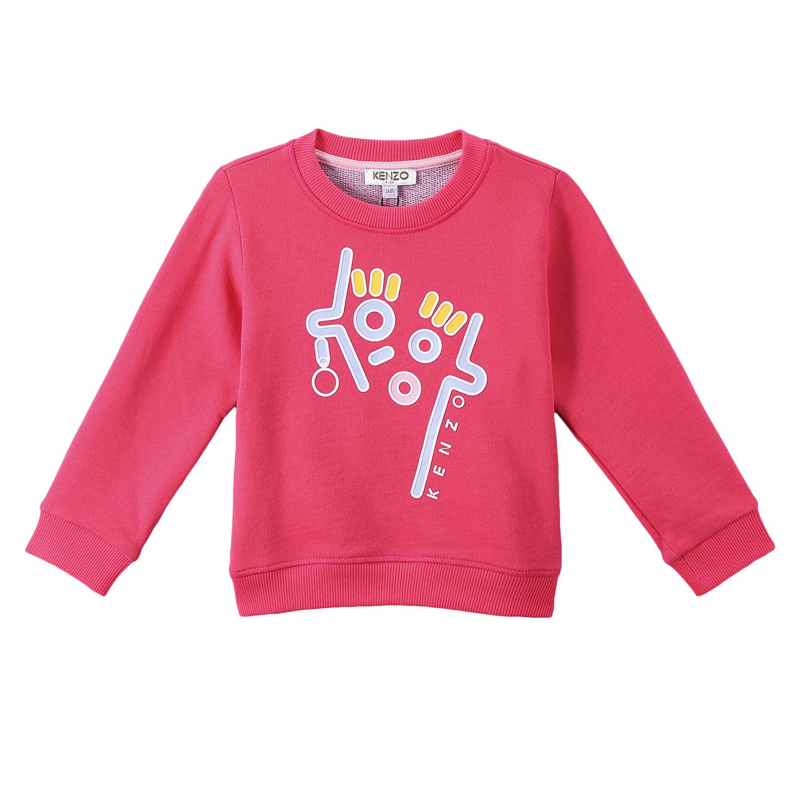 Girls Pink Fancy Printed Cotton Sweatshirt - CÉMAROSE | Children's Fashion Store - 1