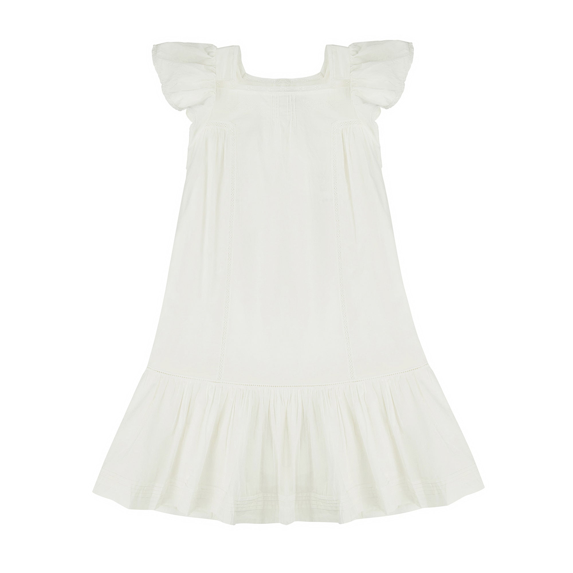 Girls White Cotton Dress