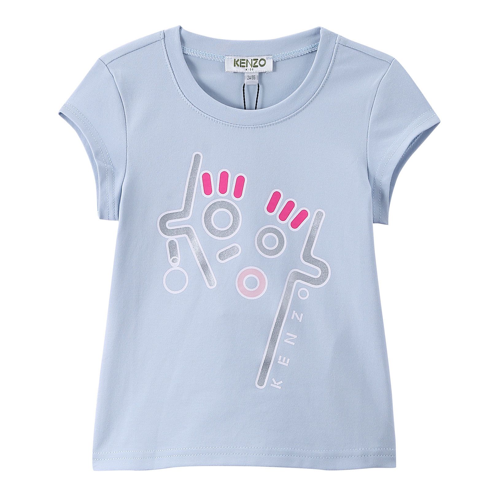 Girls Lignt Blue Fancy Cartoon Printed Cotton T-Shirt - CÉMAROSE | Children's Fashion Store - 1