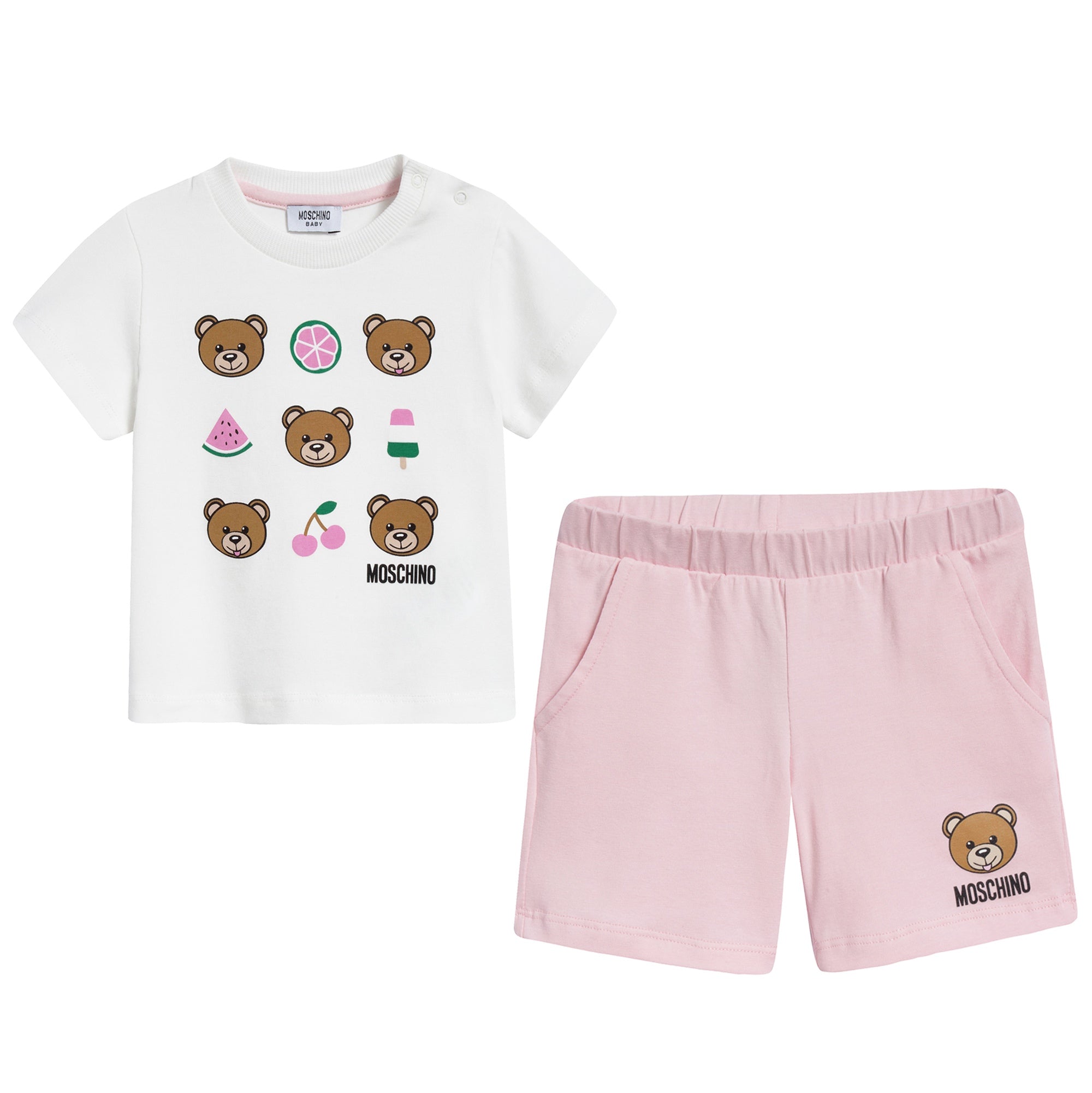 Baby Girls White & Sweet Rose Cotton Set
