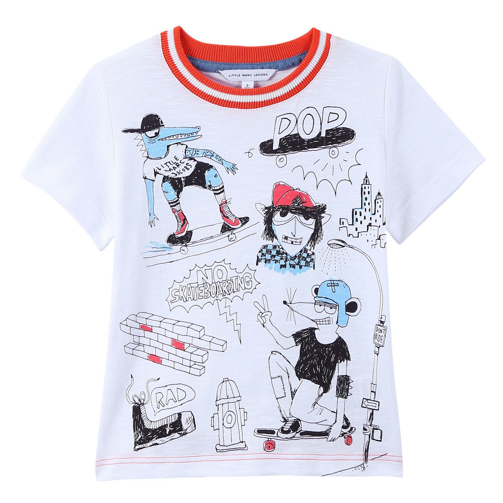 Boys White Fancy Illustration Printed Cotton Jersey T-Shirt - CÉMAROSE | Children's Fashion Store - 1