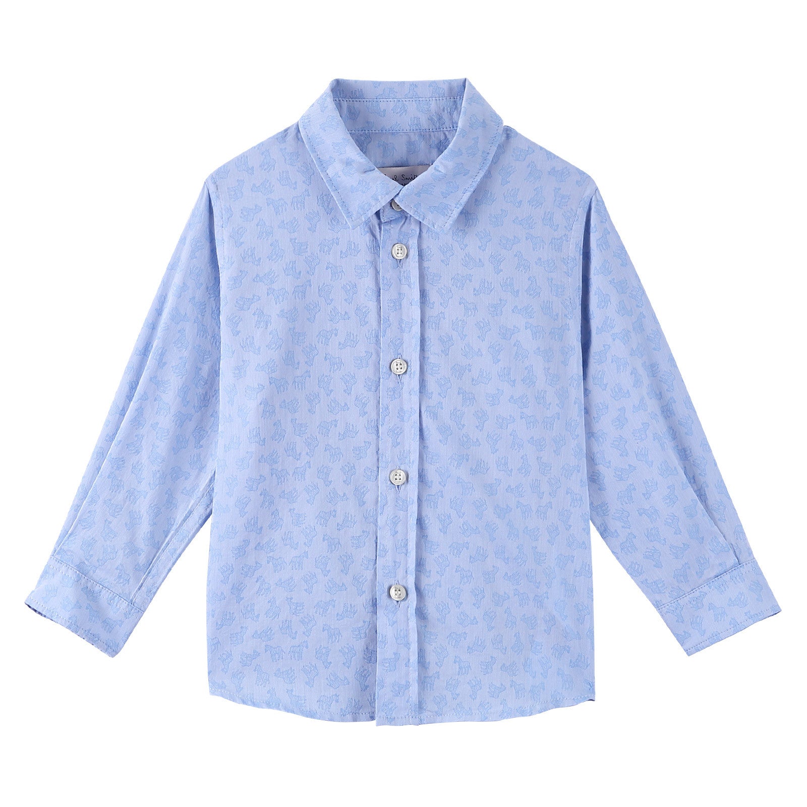 Baby Boys Sky Blue Cotton Shirts With Allover Horse Print - CÉMAROSE | Children's Fashion Store - 1