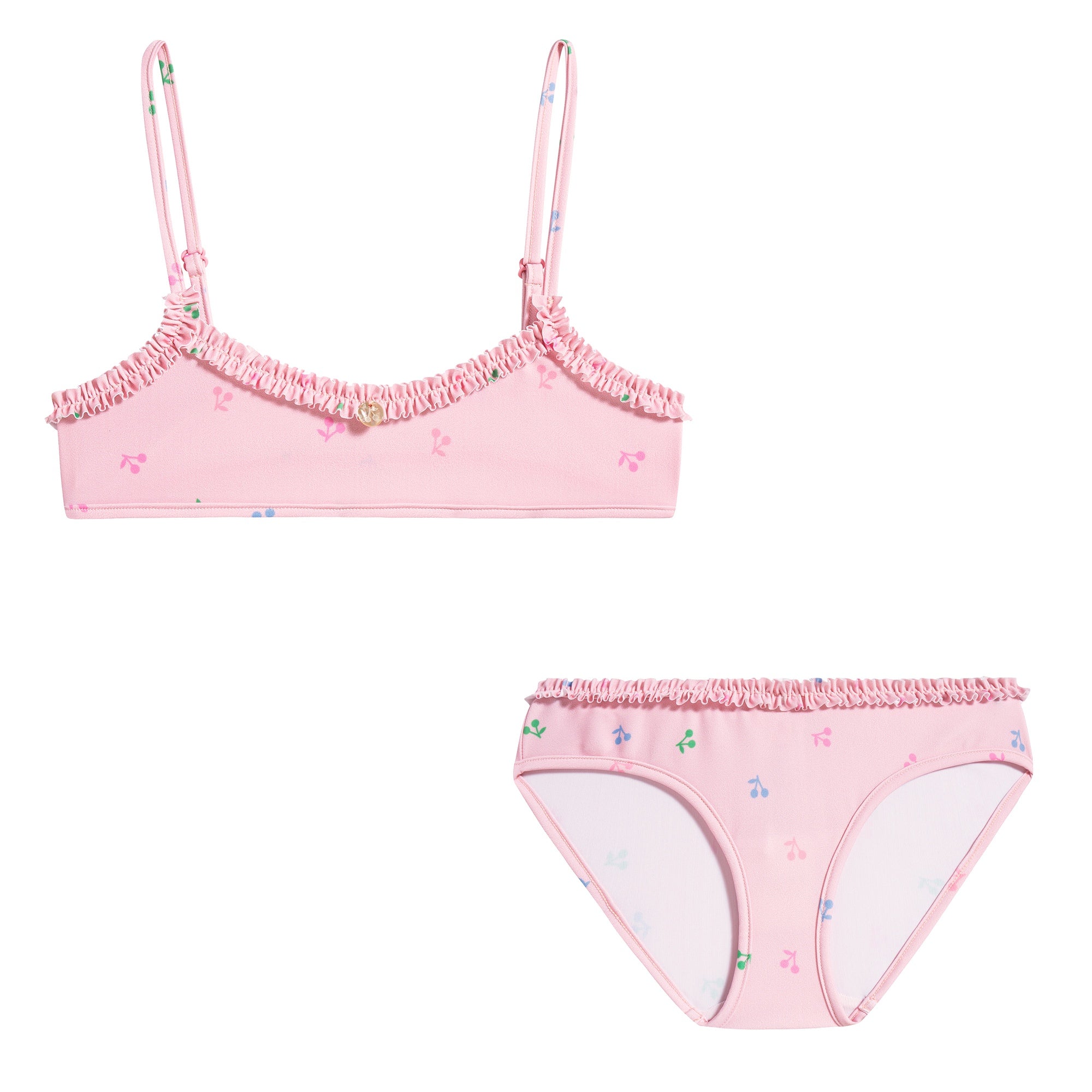 女童粉色碎花泳衣