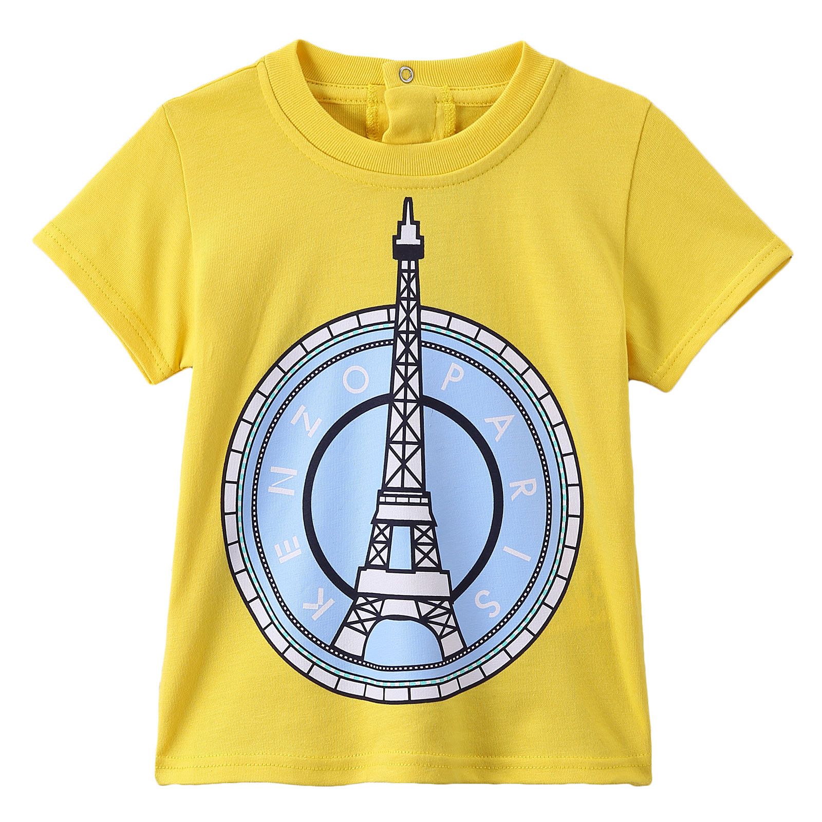 Boys Yellow Paris Eiffel Tower Printed Cotton T-Shirt - CÉMAROSE | Children's Fashion Store - 1