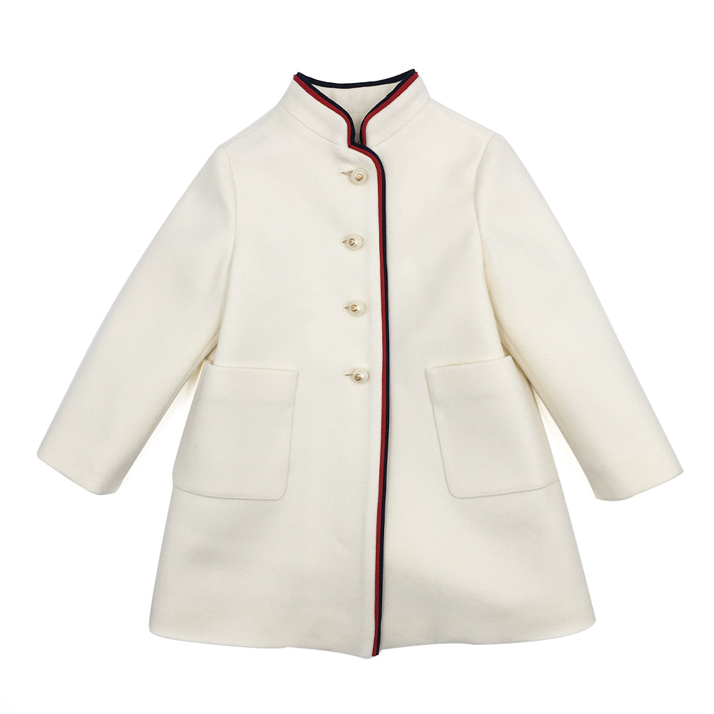 Baby Girls White Woven Coat
