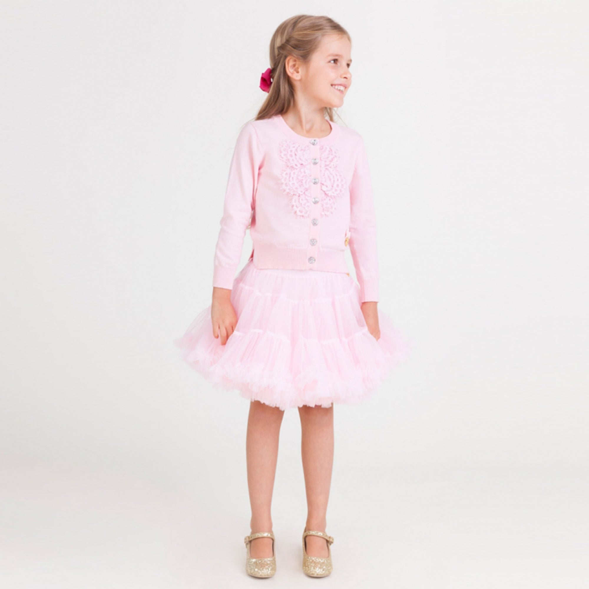 Girls Rose Pink Cotton Cardigan