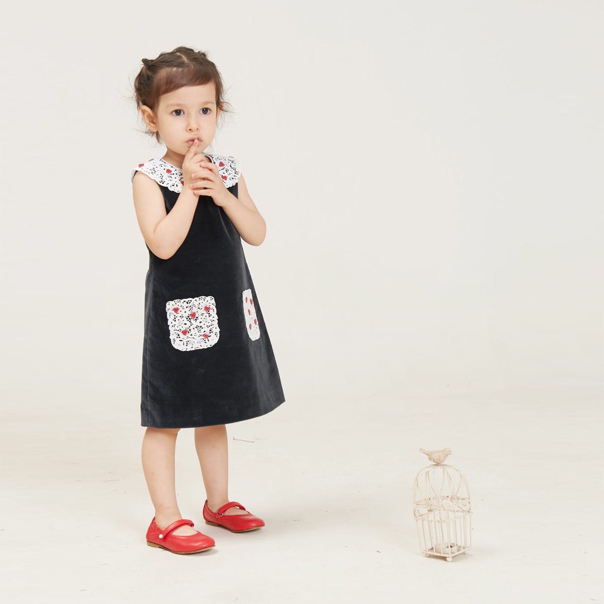 Girls Black Cotton Dress