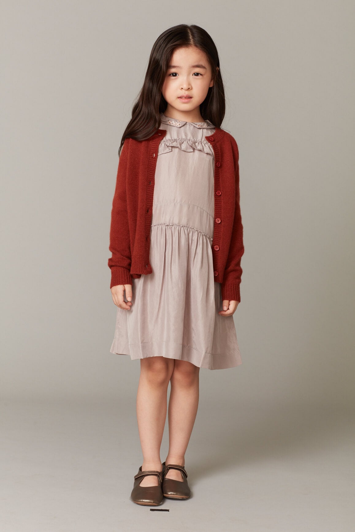 Girls Rust Red Cashmere Cardigan