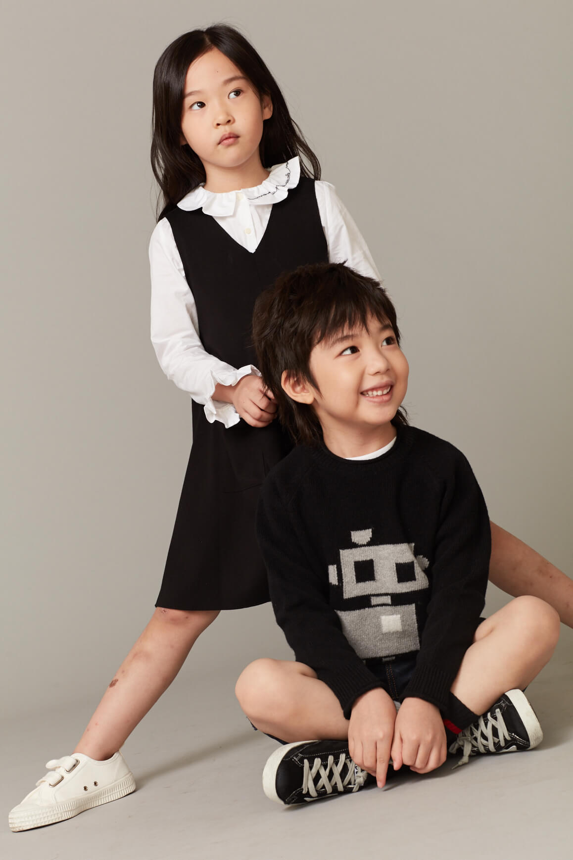 Boys Black & Grey Jacquard Wool Sweater