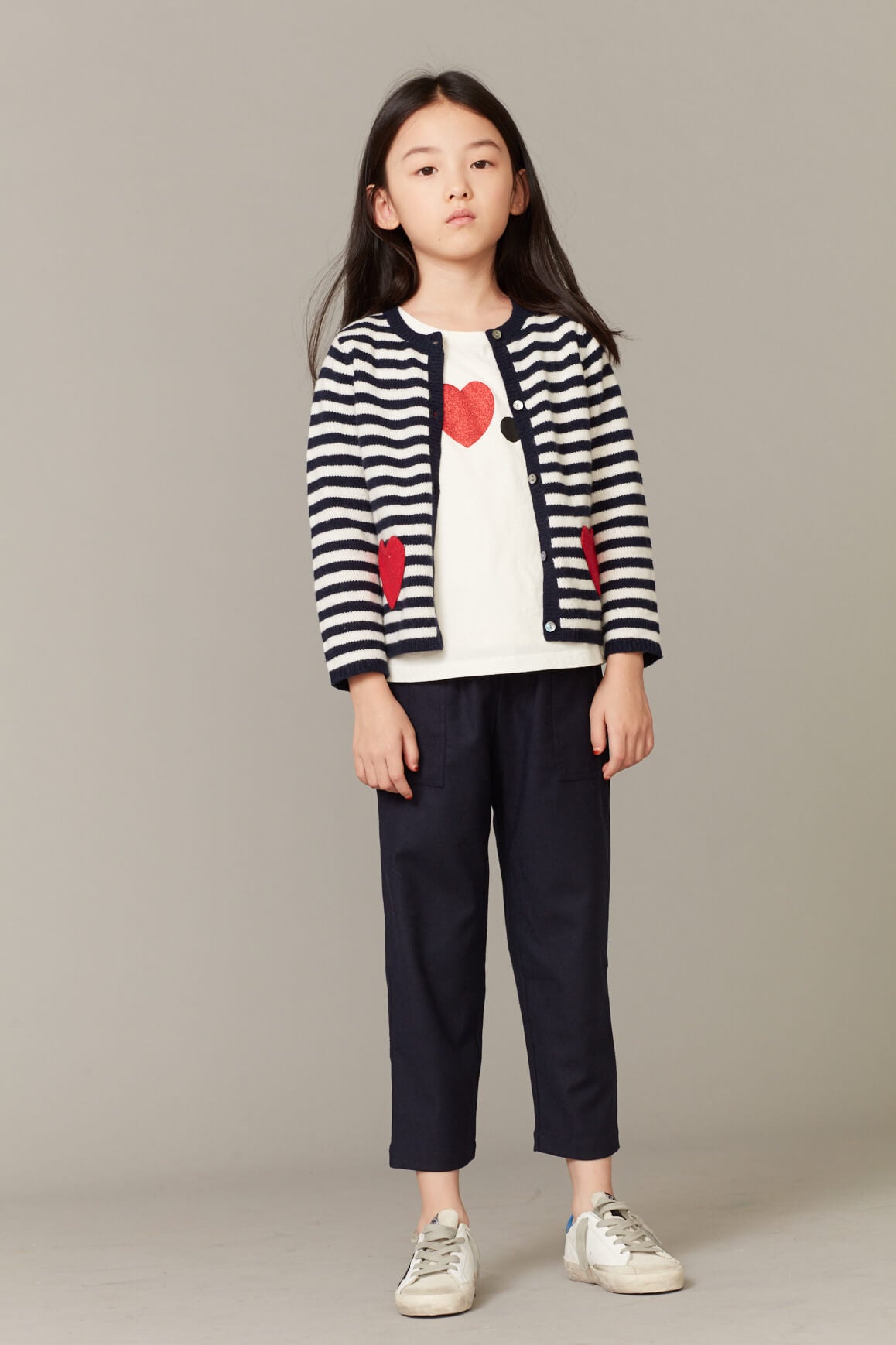 Girls Blue Striped Merinos Cardigan