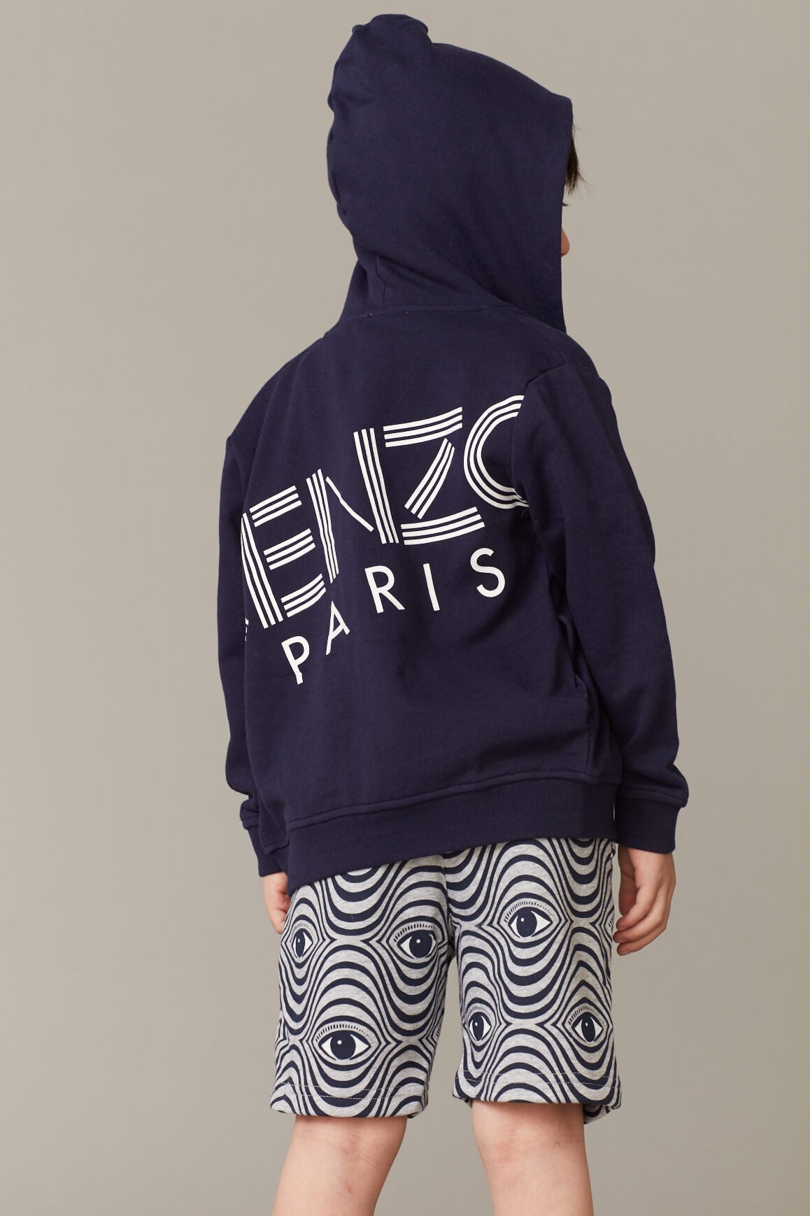 Boys Grey Eye Printed Cotton Shorts