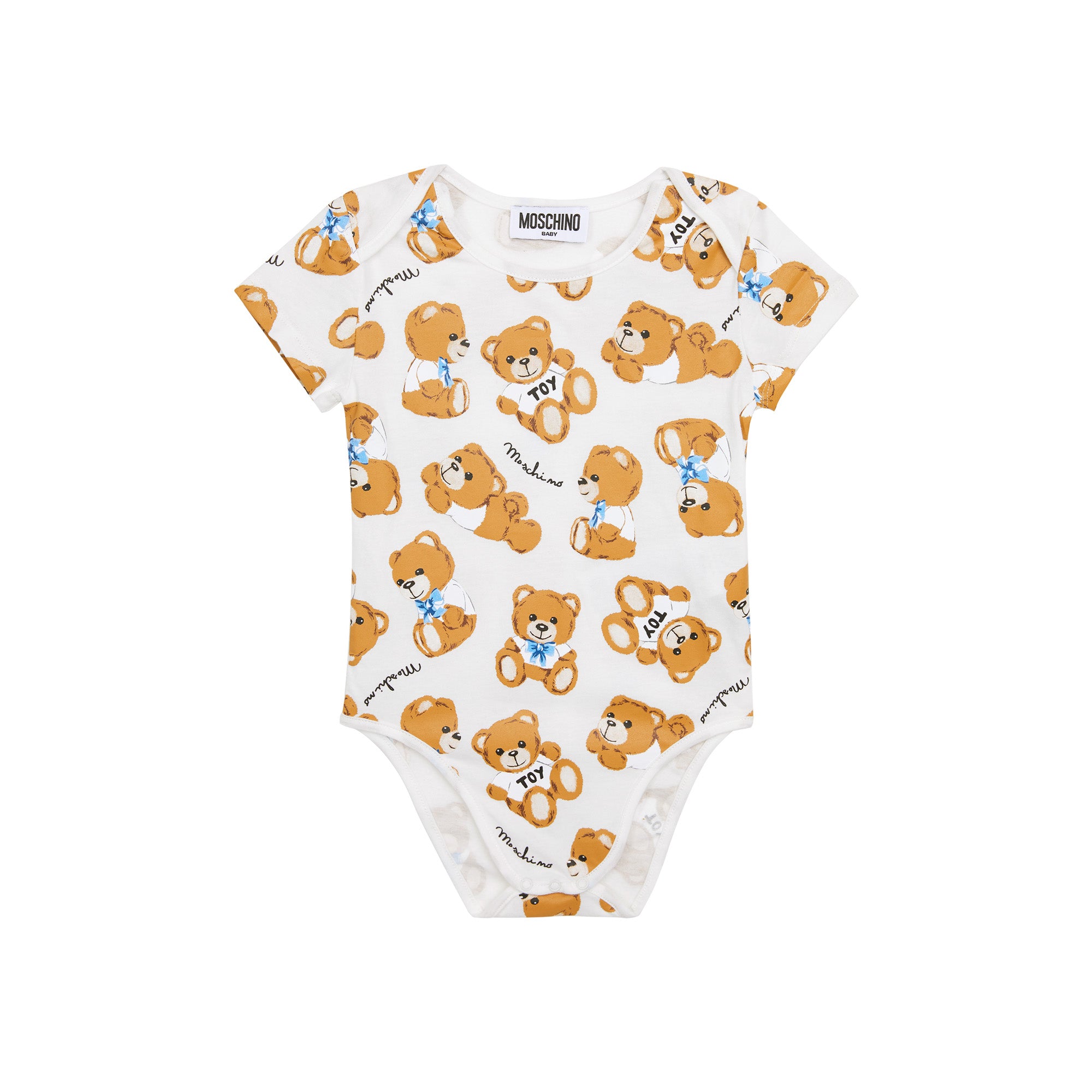 Baby Boys & Girls White Printed Cotton Babysuit