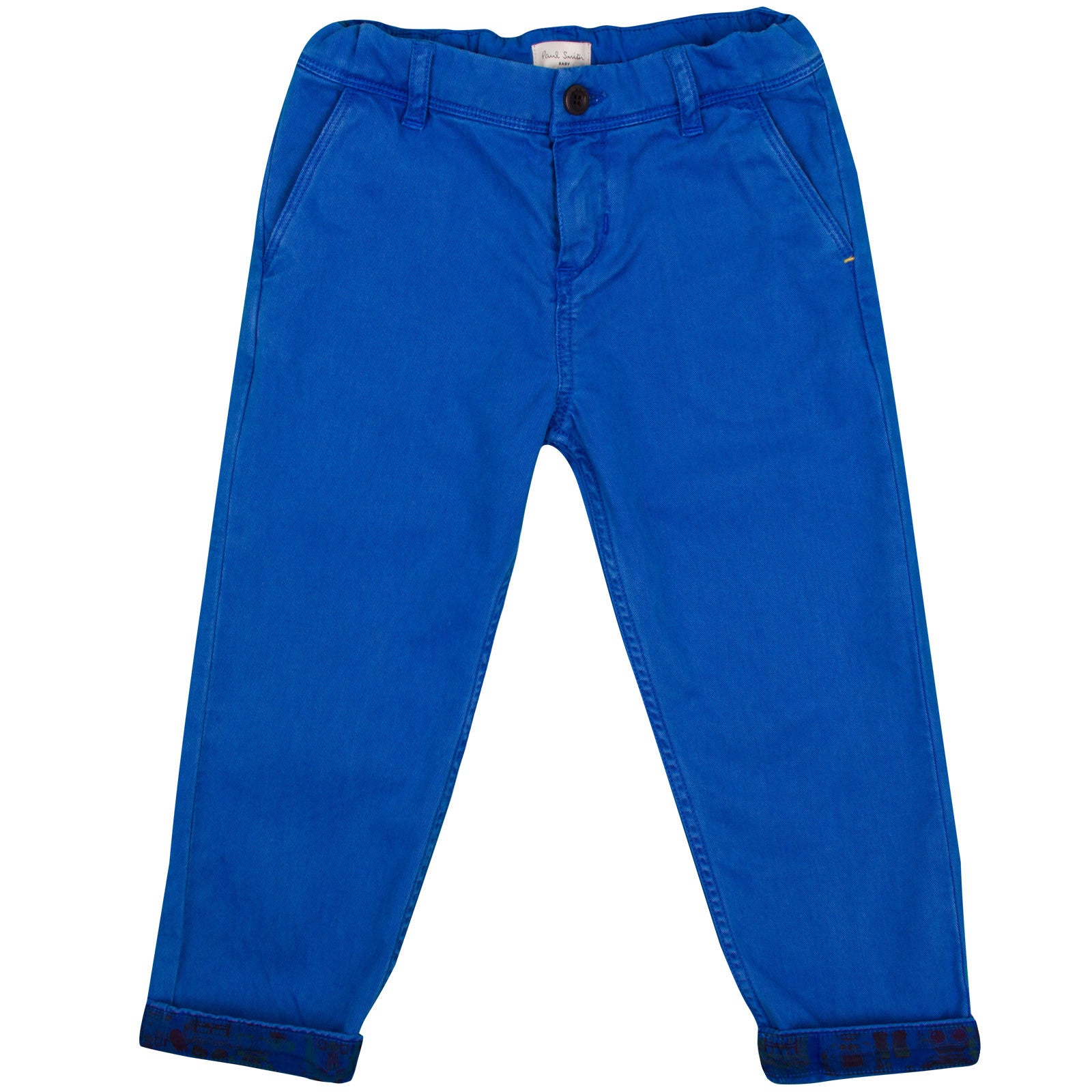Baby Boys Ultra Blue Trousers With A Leather Logo Patch - CÉMAROSE | Children's Fashion Store - 1
