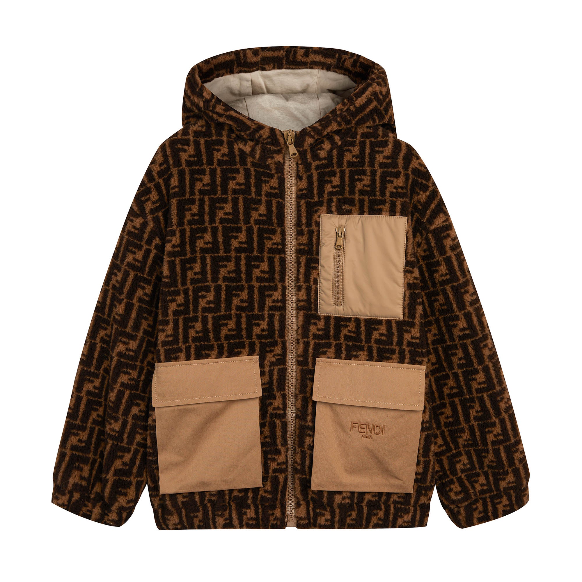 Boys & Girls Brown Logo Jacket